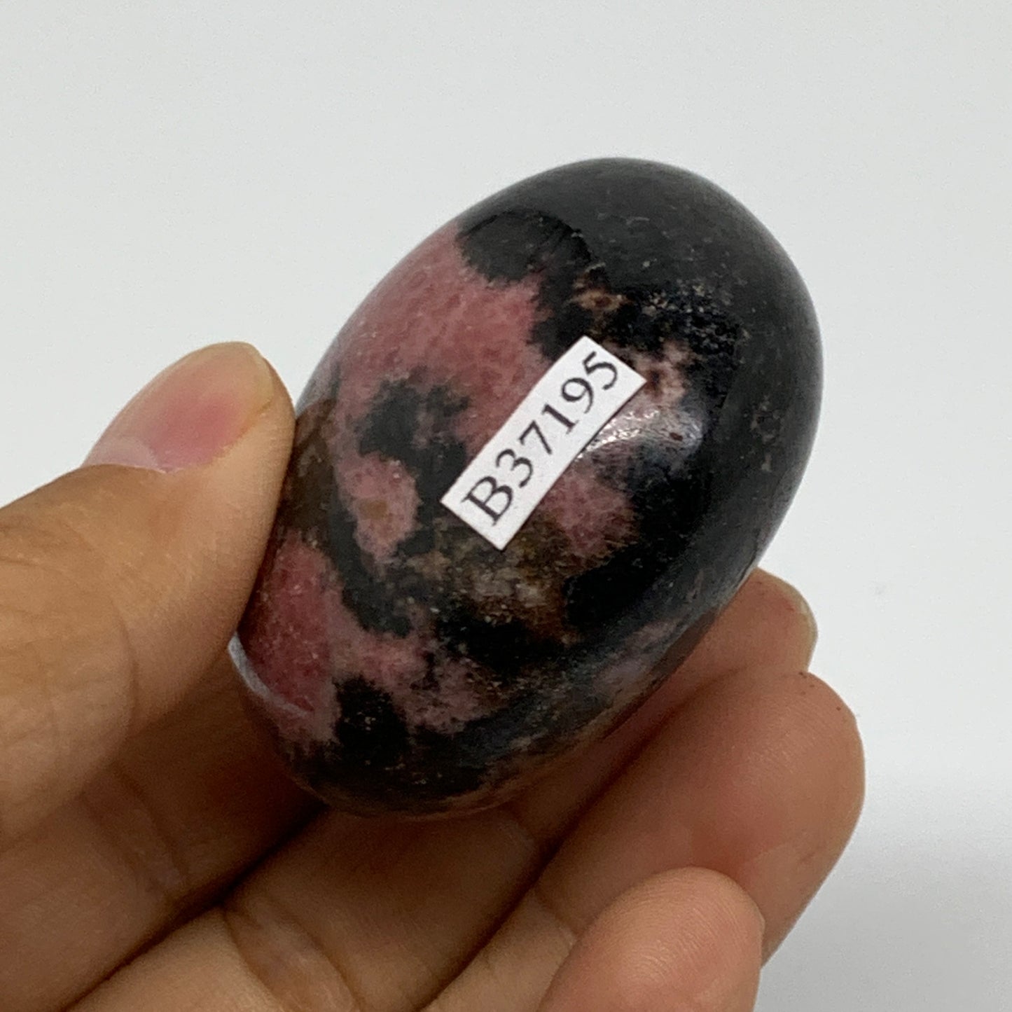 122g, 1.9"x1.8"x1.1", Rhodonite Palm-Stone Polished Reiki @Madagascar,B37195
