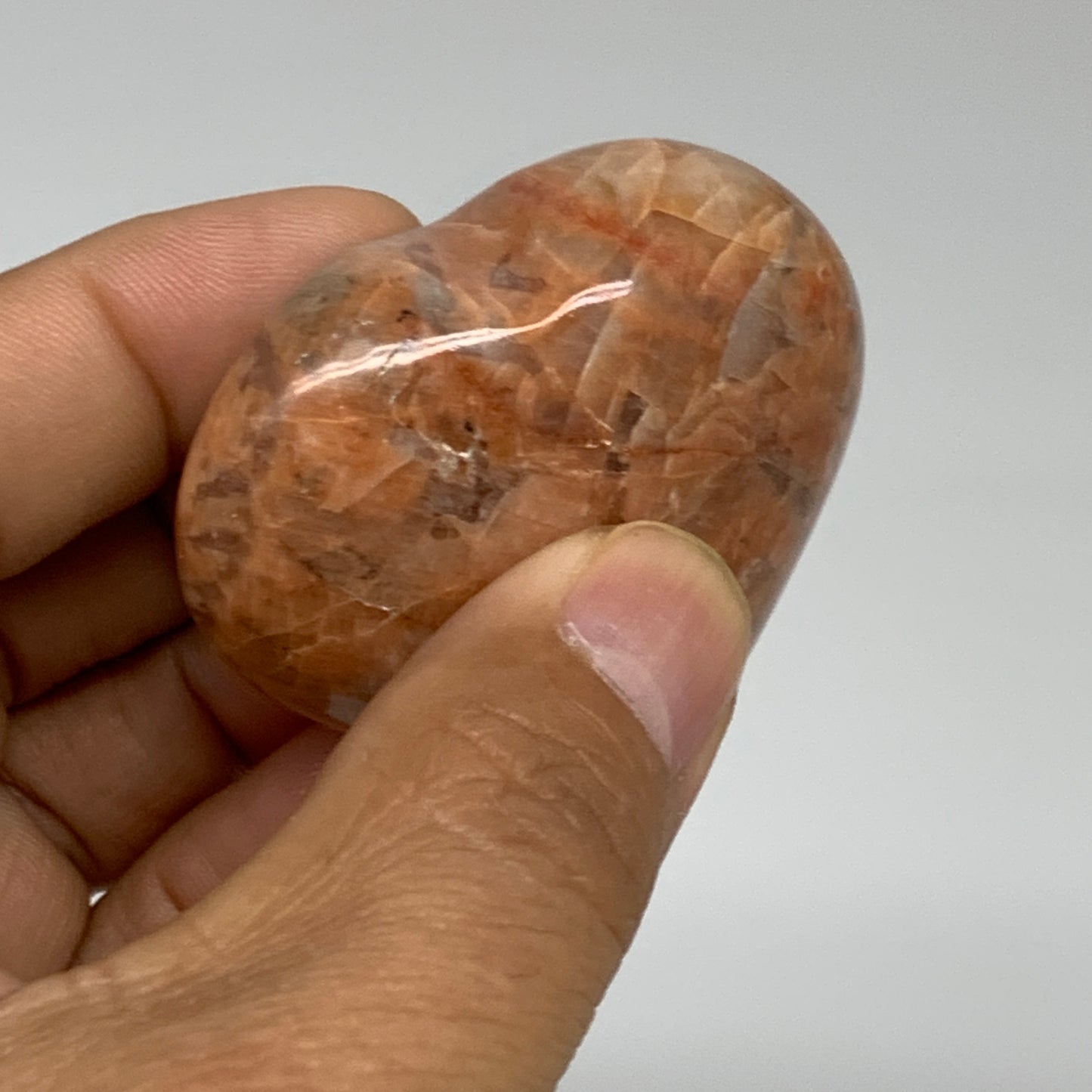 73.5g, 1.9"x2"x0.9", Peach Moonstone Heart Crystal Polished, B34985