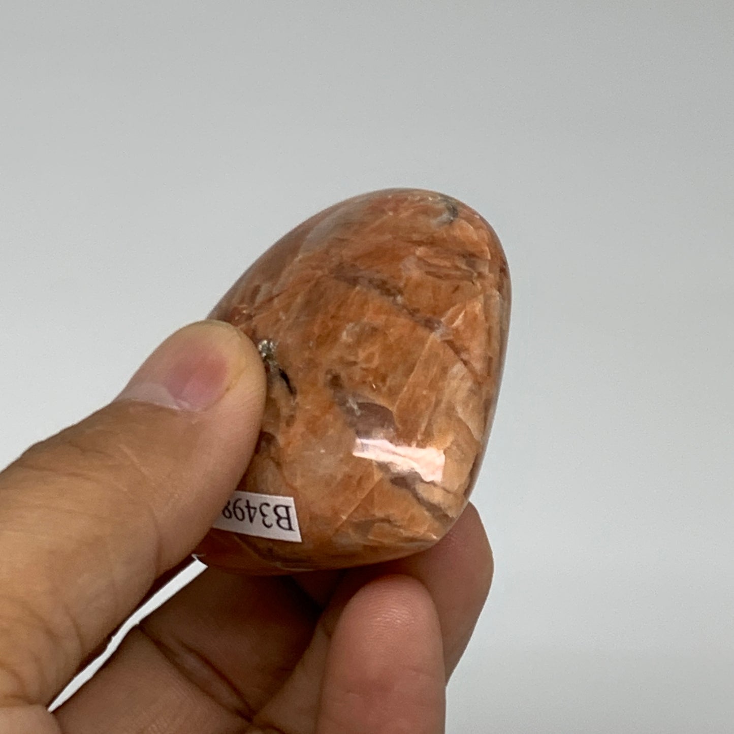 73.5g, 1.9"x2"x0.9", Peach Moonstone Heart Crystal Polished, B34985