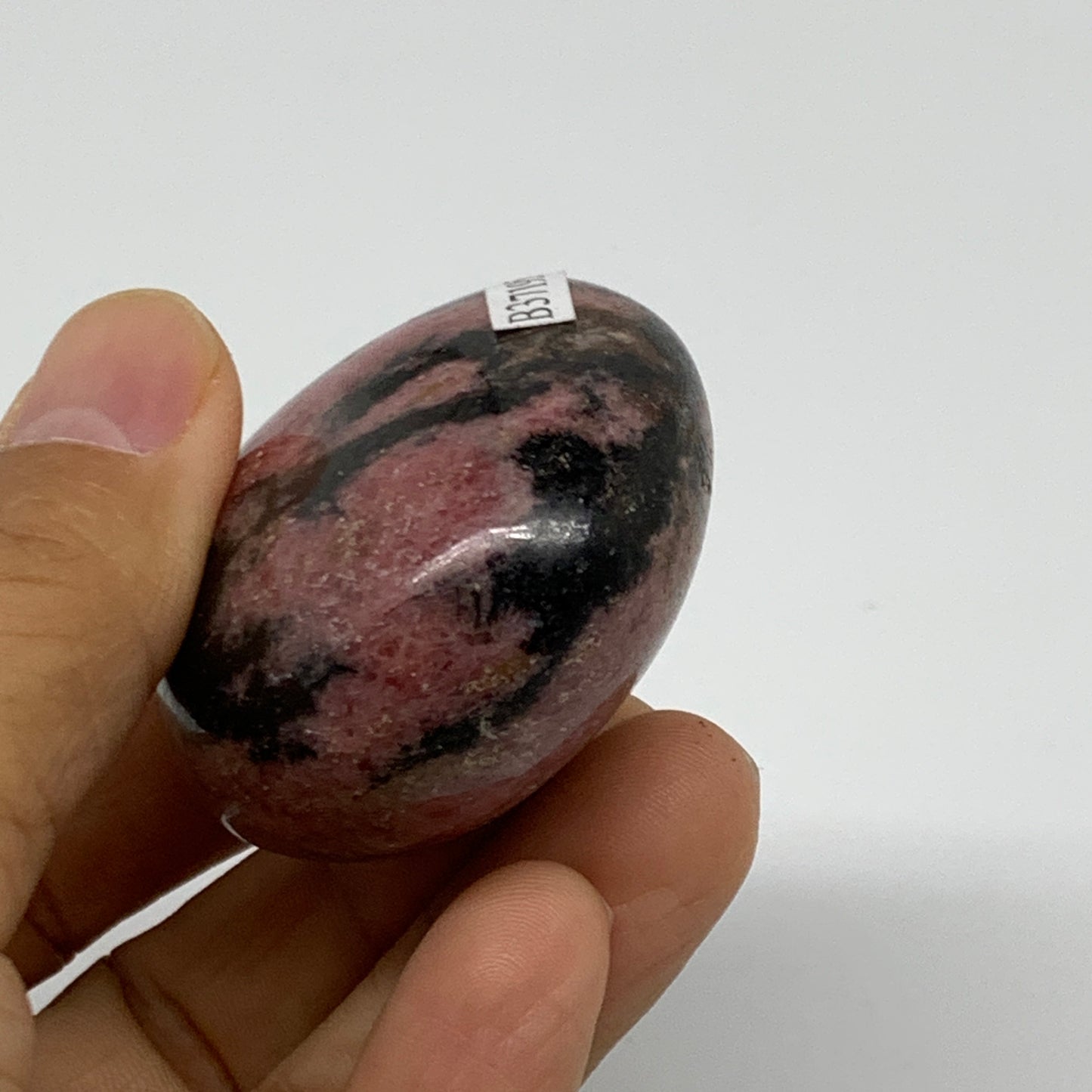 122g, 1.9"x1.8"x1.1", Rhodonite Palm-Stone Polished Reiki @Madagascar,B37195