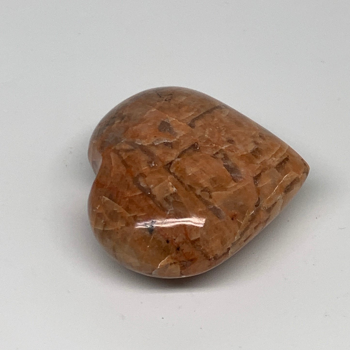 73.5g, 1.9"x2"x0.9", Peach Moonstone Heart Crystal Polished, B34985