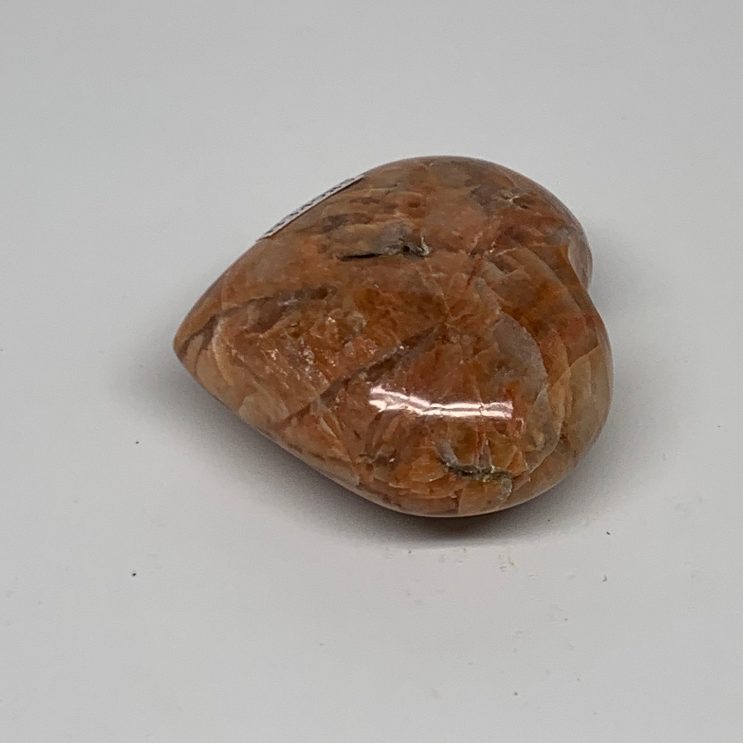 73.5g, 1.9"x2"x0.9", Peach Moonstone Heart Crystal Polished, B34985