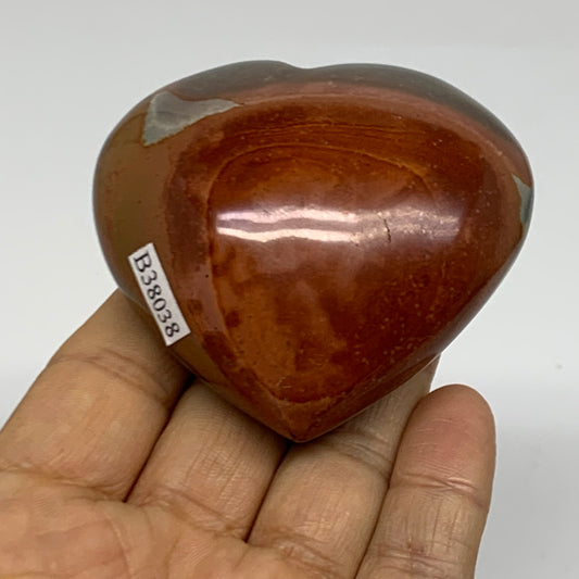0.33 lbs, 2.4"x2.6"x1.2", Polychrome Jasper Heart Polished Crystal, B38038