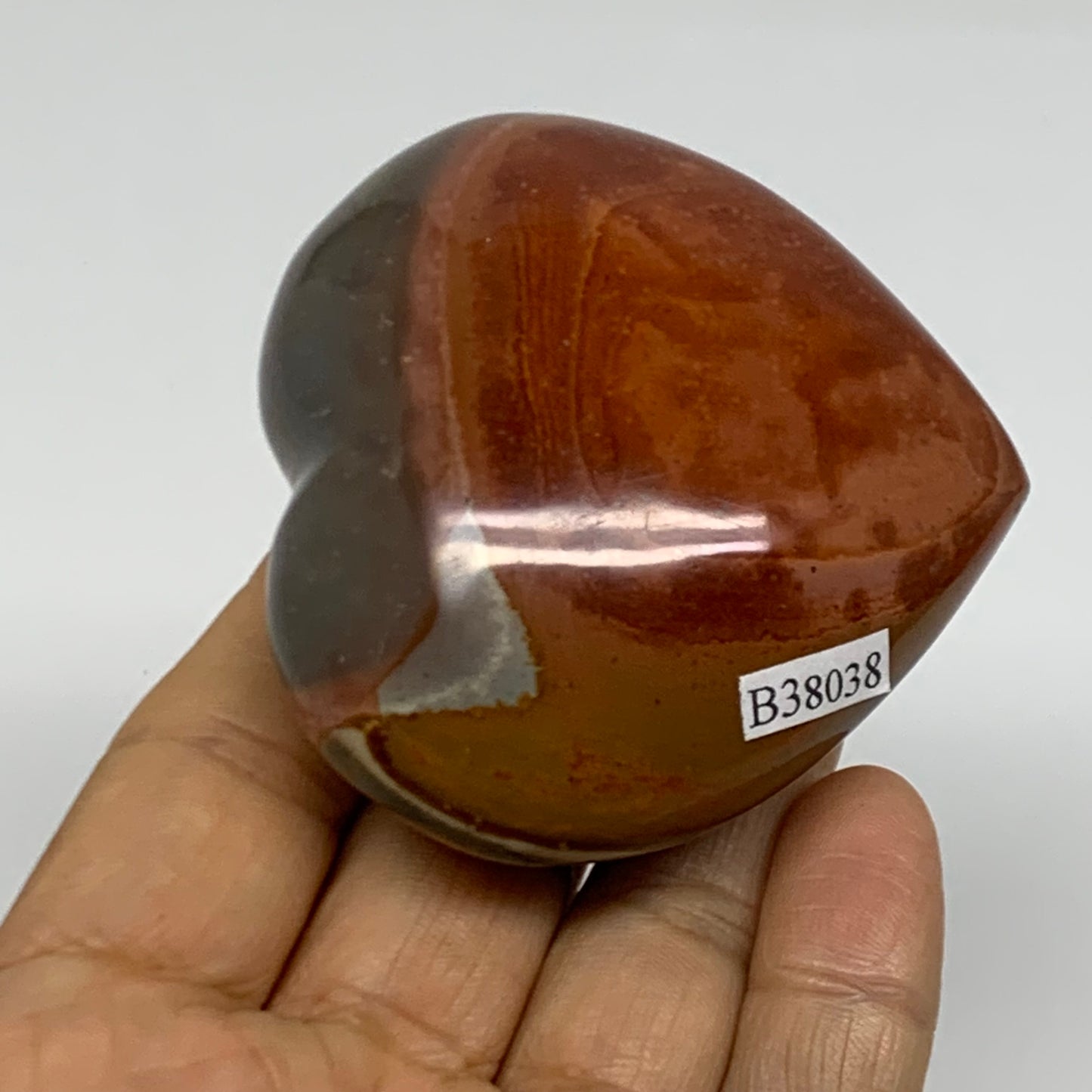 0.33 lbs, 2.4"x2.6"x1.2", Polychrome Jasper Heart Polished Crystal, B38038