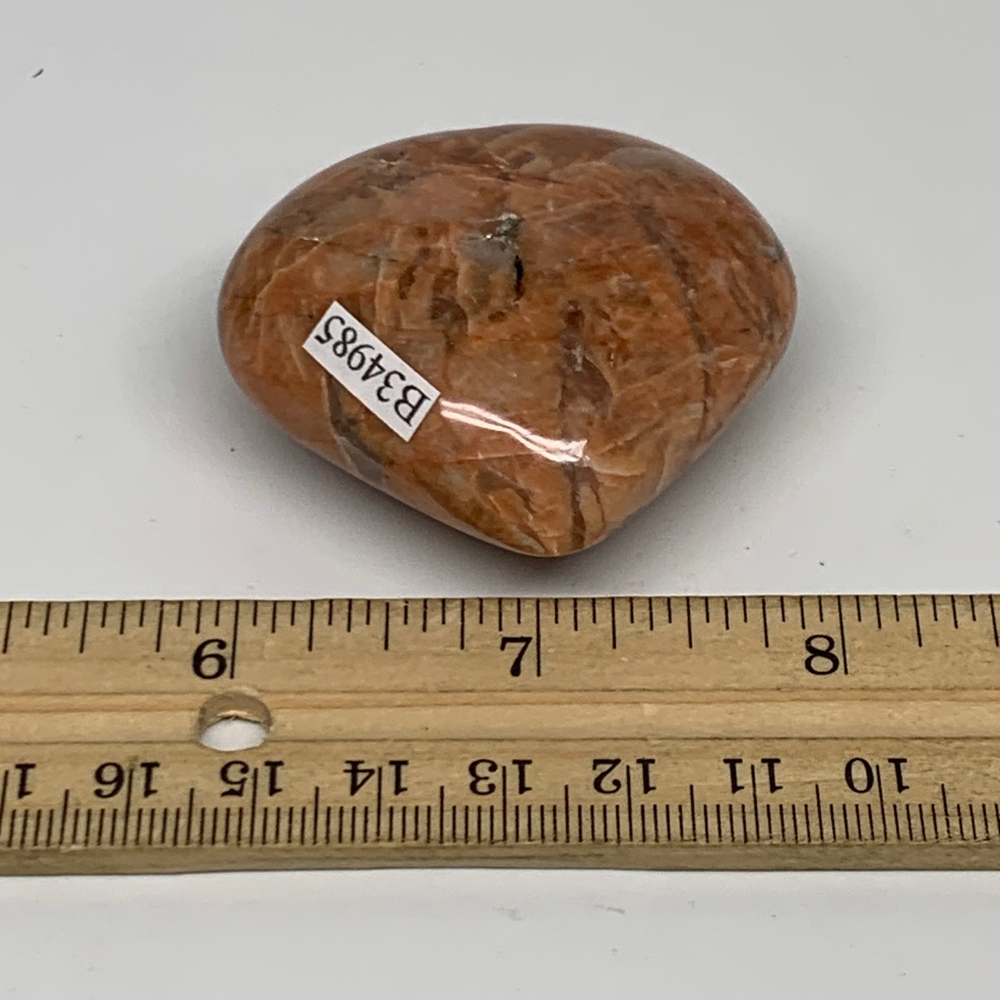 73.5g, 1.9"x2"x0.9", Peach Moonstone Heart Crystal Polished, B34985