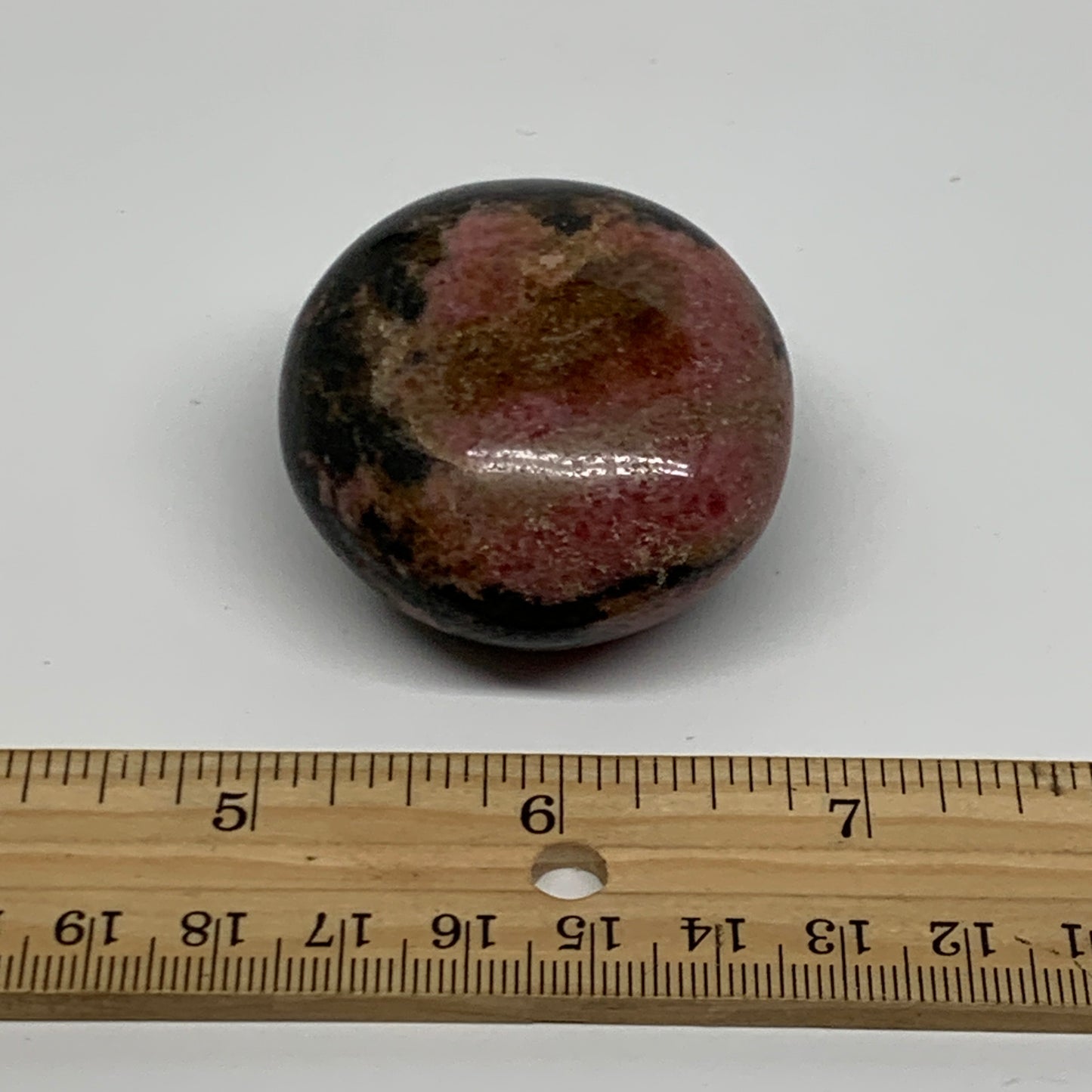 122g, 1.9"x1.8"x1.1", Rhodonite Palm-Stone Polished Reiki @Madagascar,B37195