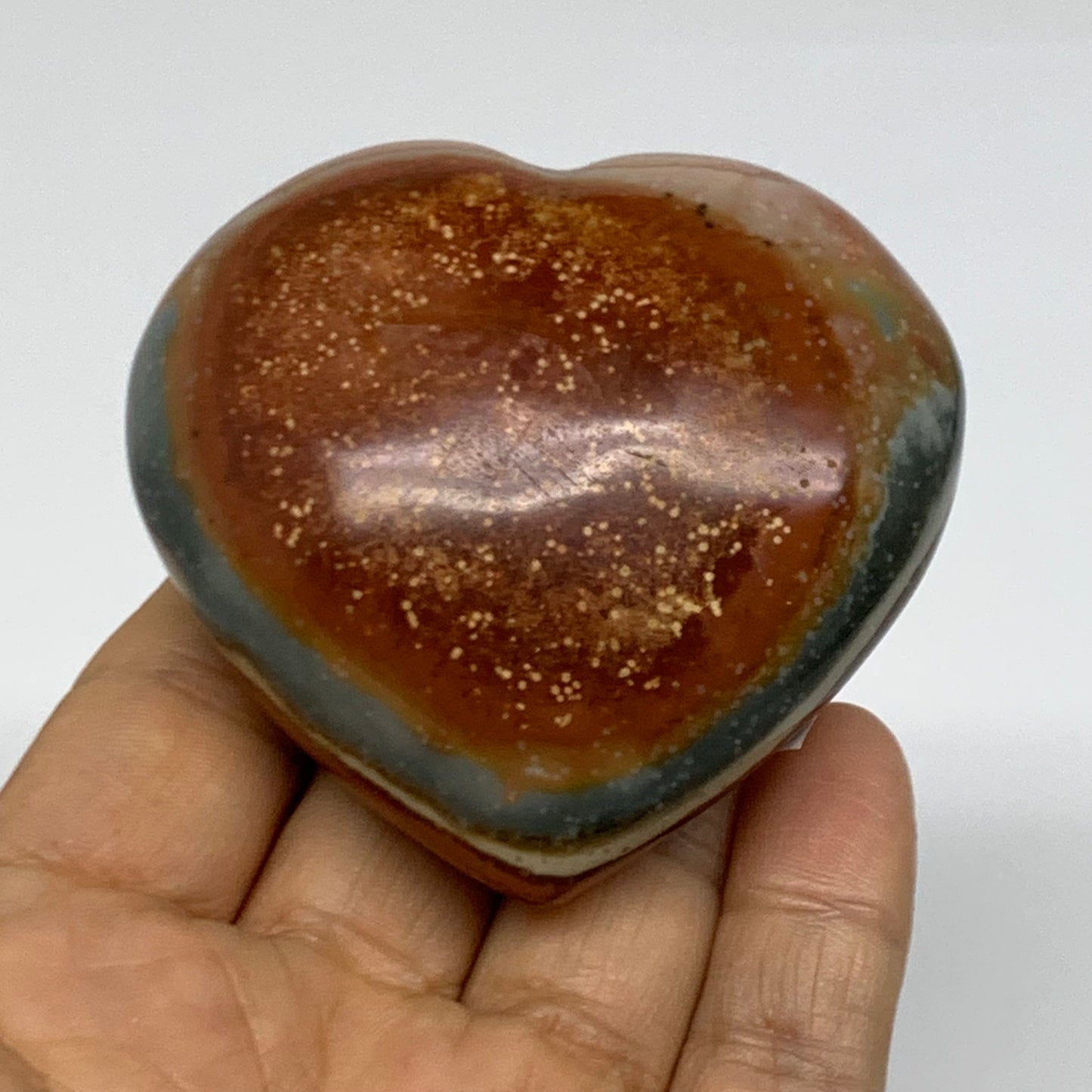 0.33 lbs, 2.4"x2.6"x1.2", Polychrome Jasper Heart Polished Crystal, B38038