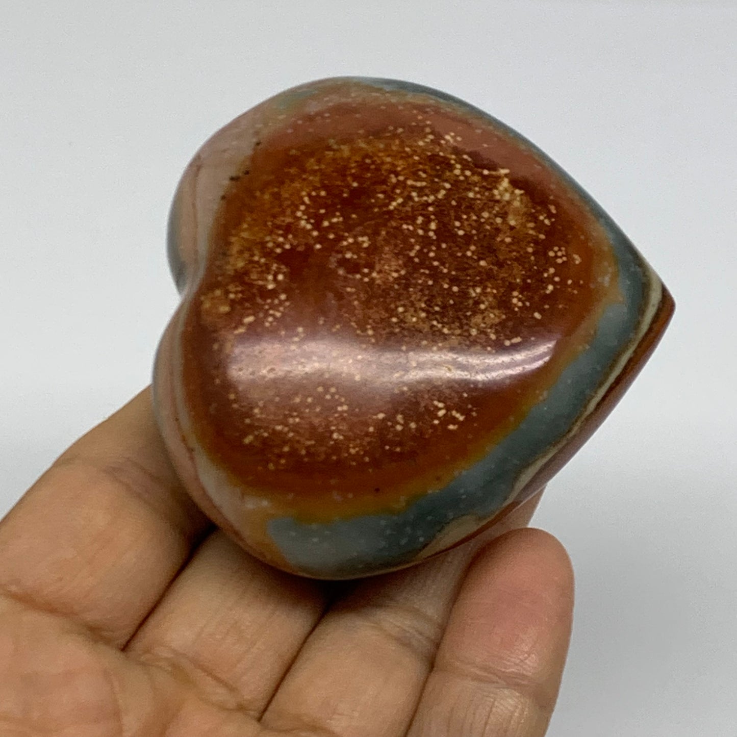 0.33 lbs, 2.4"x2.6"x1.2", Polychrome Jasper Heart Polished Crystal, B38038
