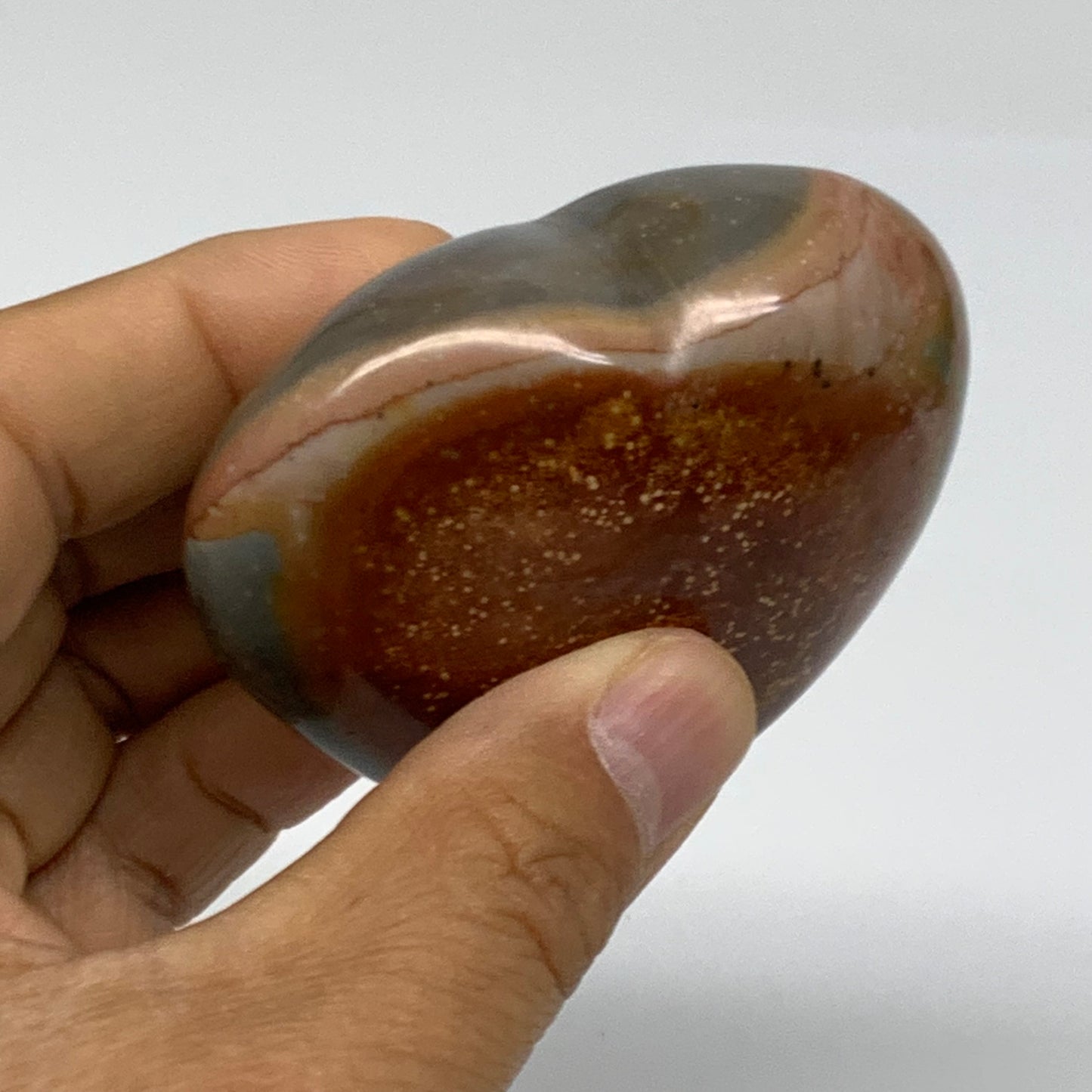 0.33 lbs, 2.4"x2.6"x1.2", Polychrome Jasper Heart Polished Crystal, B38038