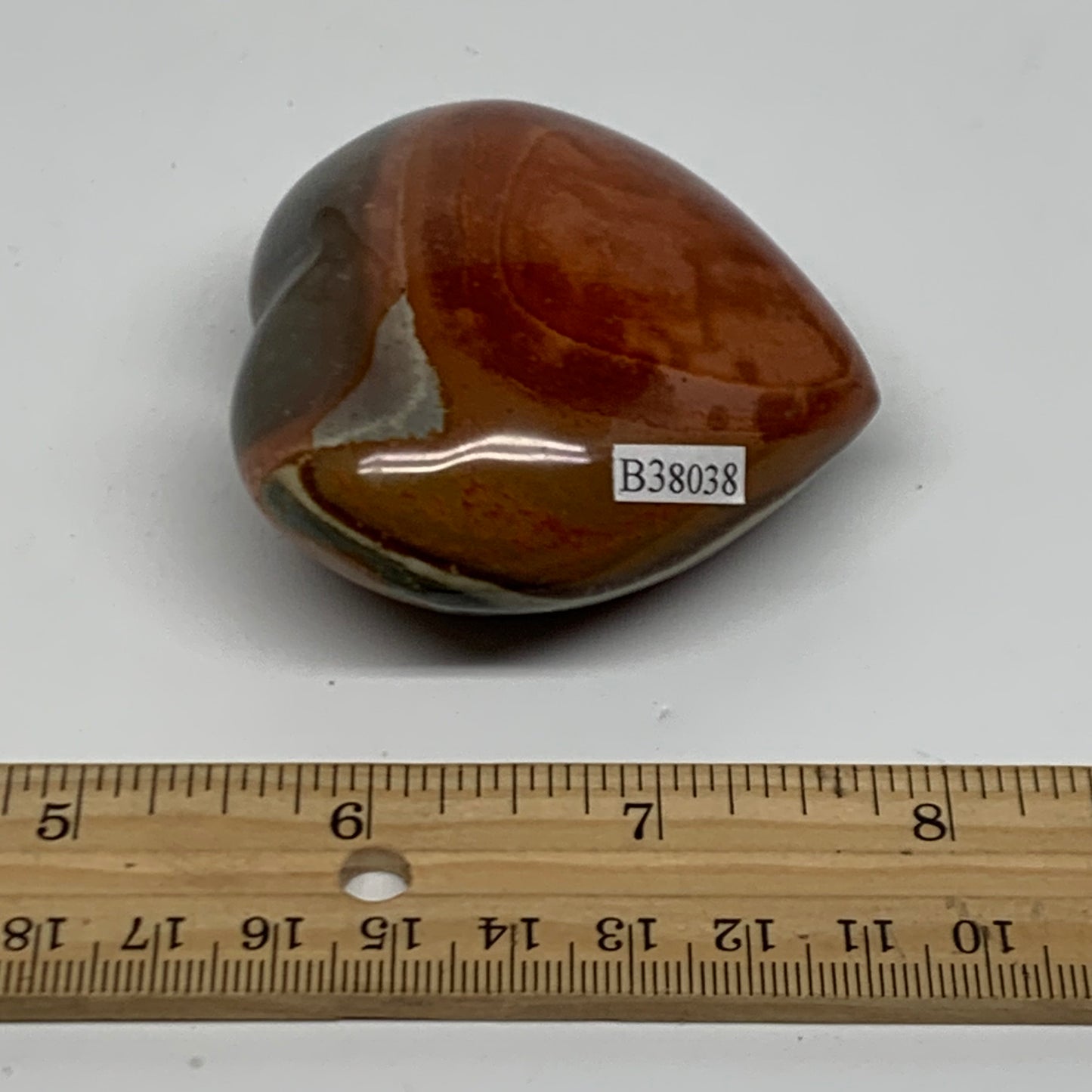 0.33 lbs, 2.4"x2.6"x1.2", Polychrome Jasper Heart Polished Crystal, B38038