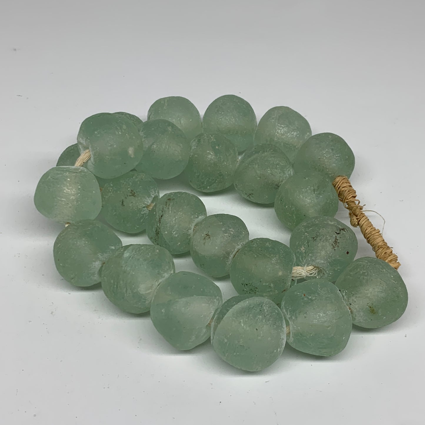 2.1 lbs, 23mm-31mm, 1 Strand, 23 beads, Green/Blue Sea Glass Beads, B35691