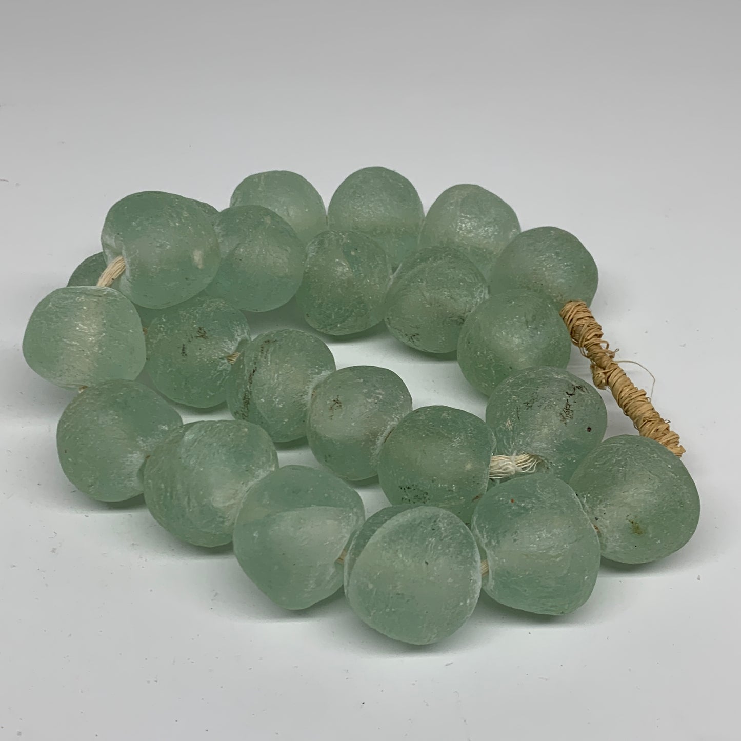 2.1 lbs, 23mm-31mm, 1 Strand, 23 beads, Green/Blue Sea Glass Beads, B35691