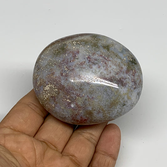 168.1g, 2.6"x2.2"x1.3" Natural Ocean Jasper Palm-Stone Orbicular Jasper, B30738