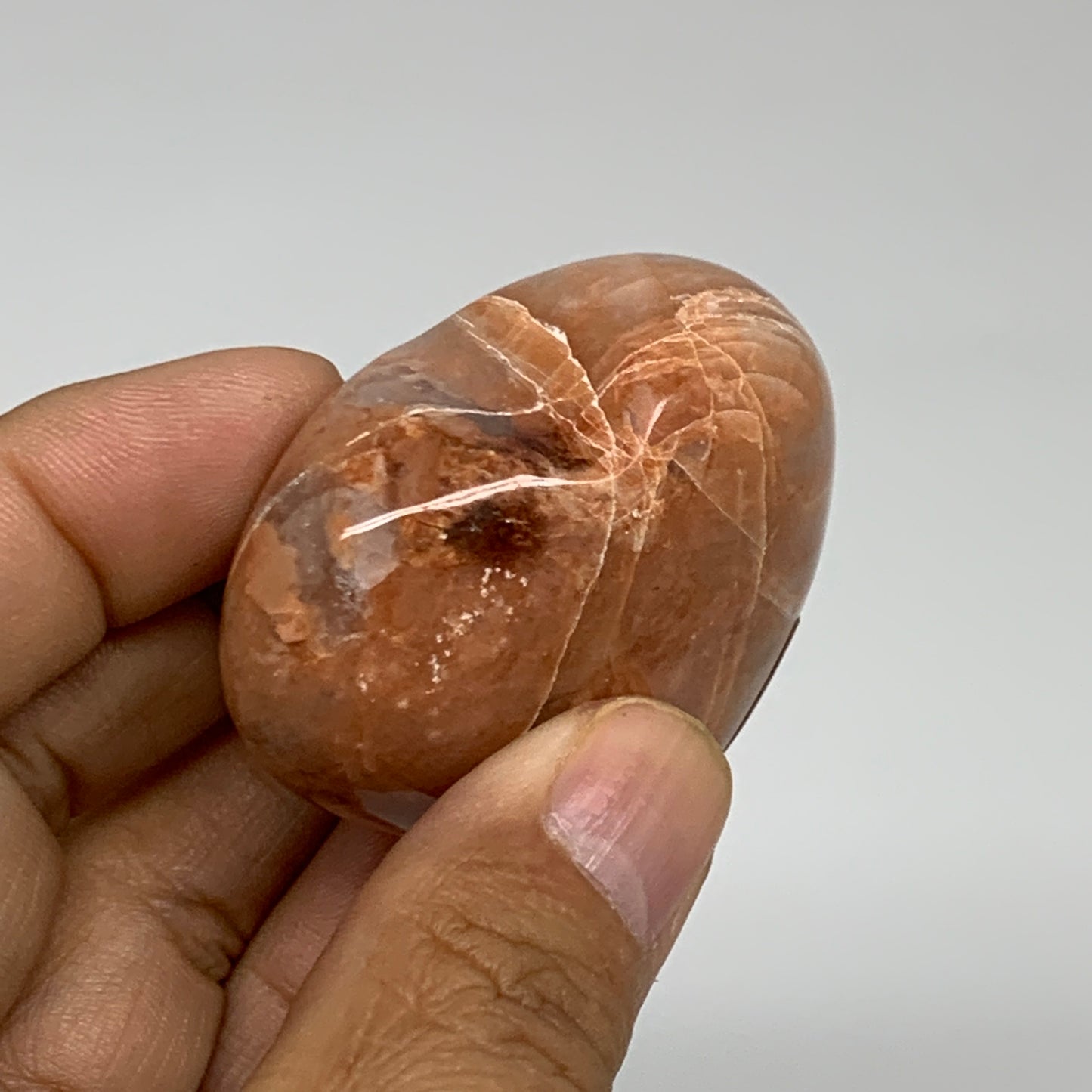 80.8g, 1.9"x2"x1", Peach Moonstone Heart Crystal Polished, B34987