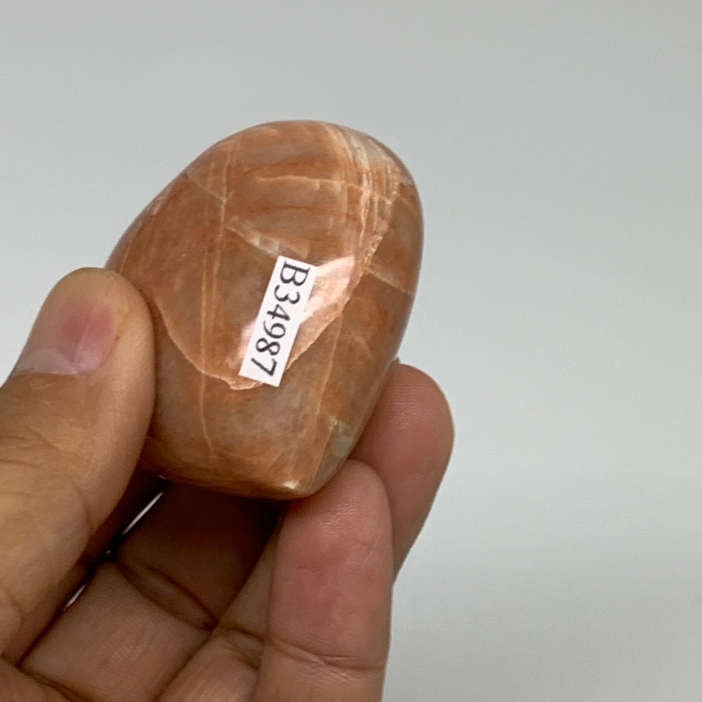 80.8g, 1.9"x2"x1", Peach Moonstone Heart Crystal Polished, B34987