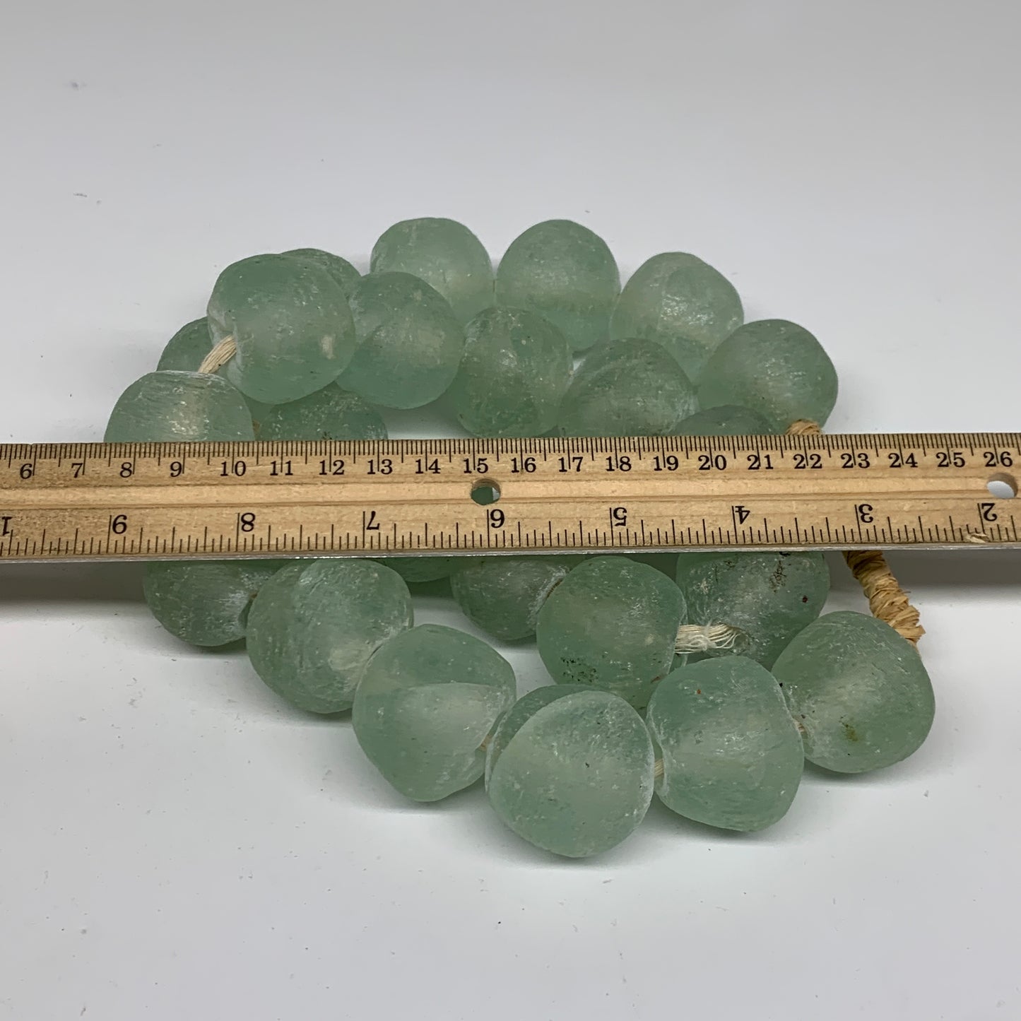 2.1 lbs, 23mm-31mm, 1 Strand, 23 beads, Green/Blue Sea Glass Beads, B35691