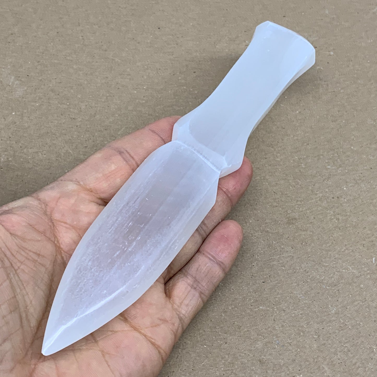 140g, 7.5"x1.3"x0.6", Natural Selenite Crystal Dagger (Satin Spar), B36322