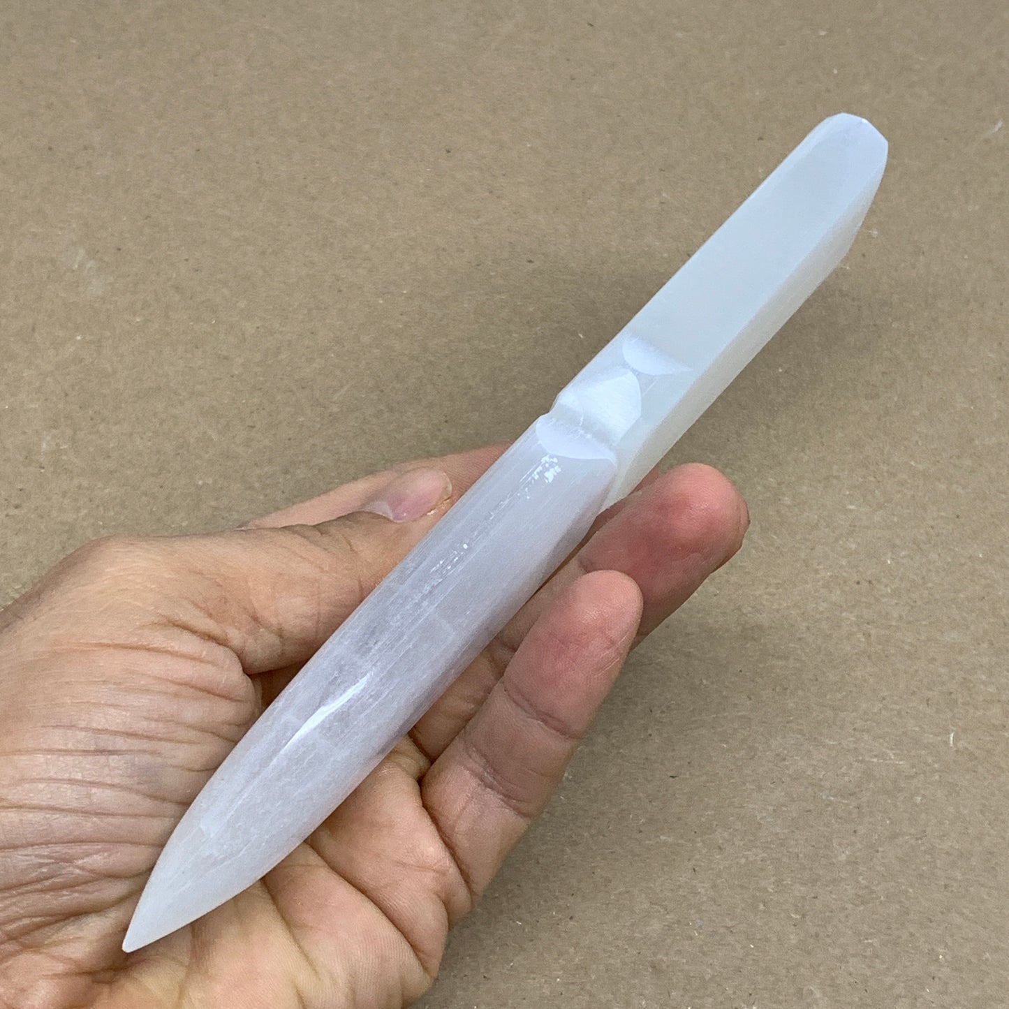 140g, 7.5"x1.3"x0.6", Natural Selenite Crystal Dagger (Satin Spar), B36322