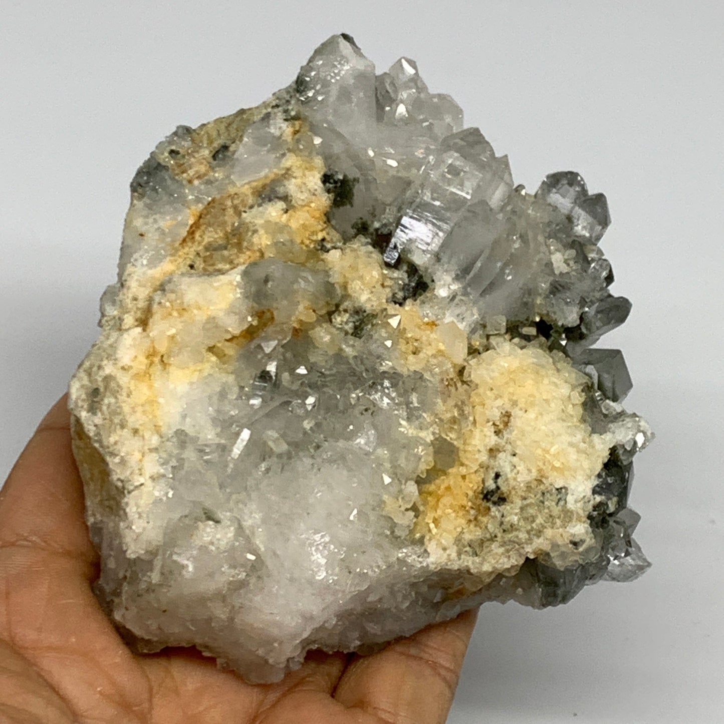 0.76 lbs, 4"x3.3"x0.7", Chlorine Quartz Crystal Mineral,Specimen Terminated,B277