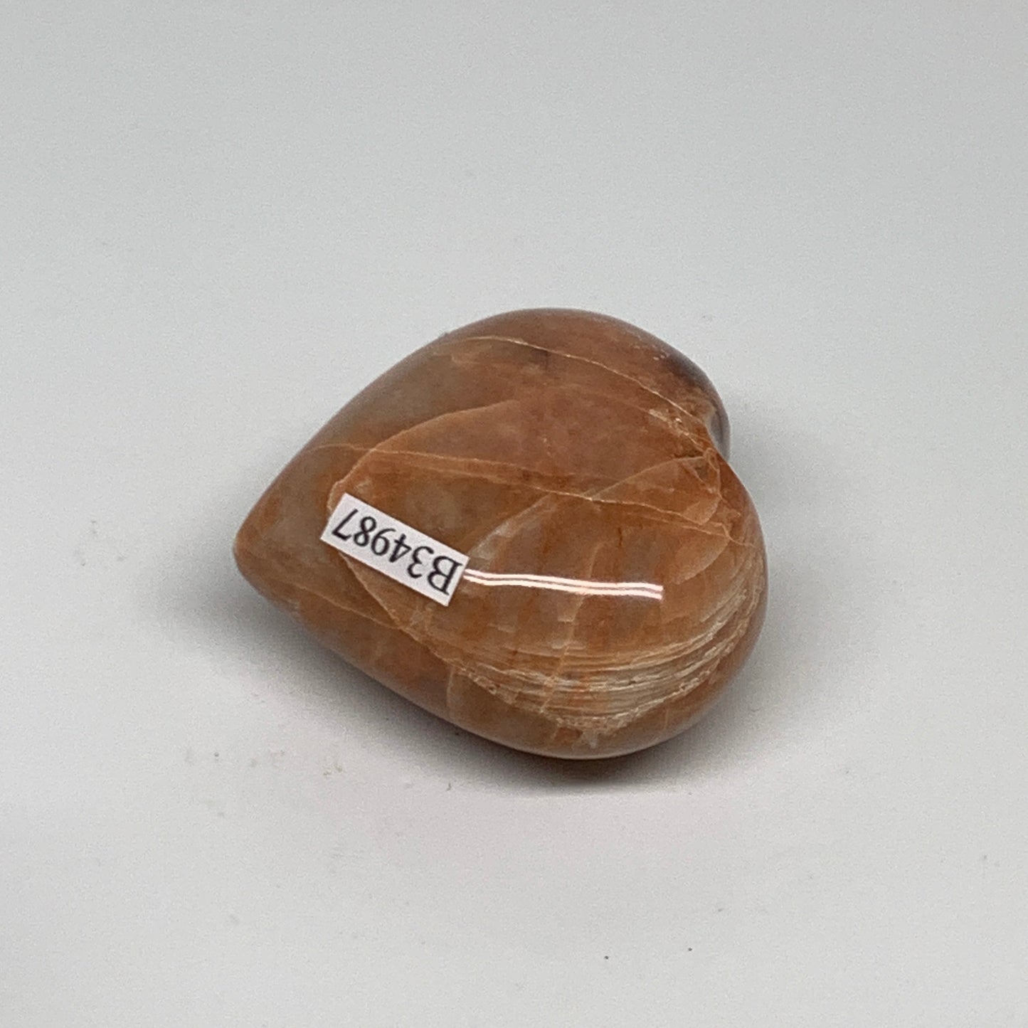 80.8g, 1.9"x2"x1", Peach Moonstone Heart Crystal Polished, B34987