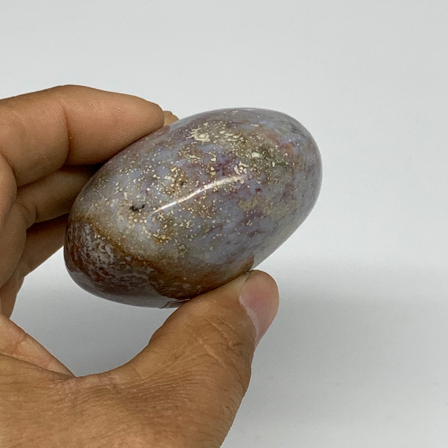 168.1g, 2.6"x2.2"x1.3" Natural Ocean Jasper Palm-Stone Orbicular Jasper, B30738