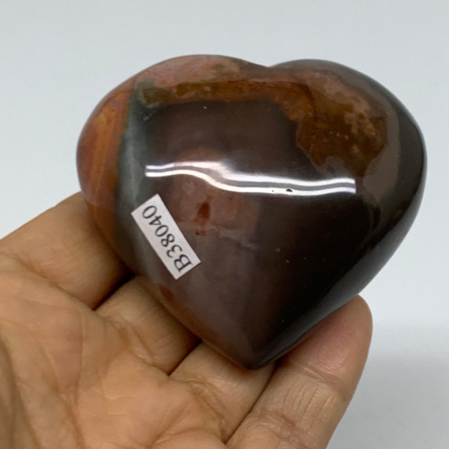 0.36 lbs, 2.3"x2.6"x1.4", Polychrome Jasper Heart Polished Crystal, B38040