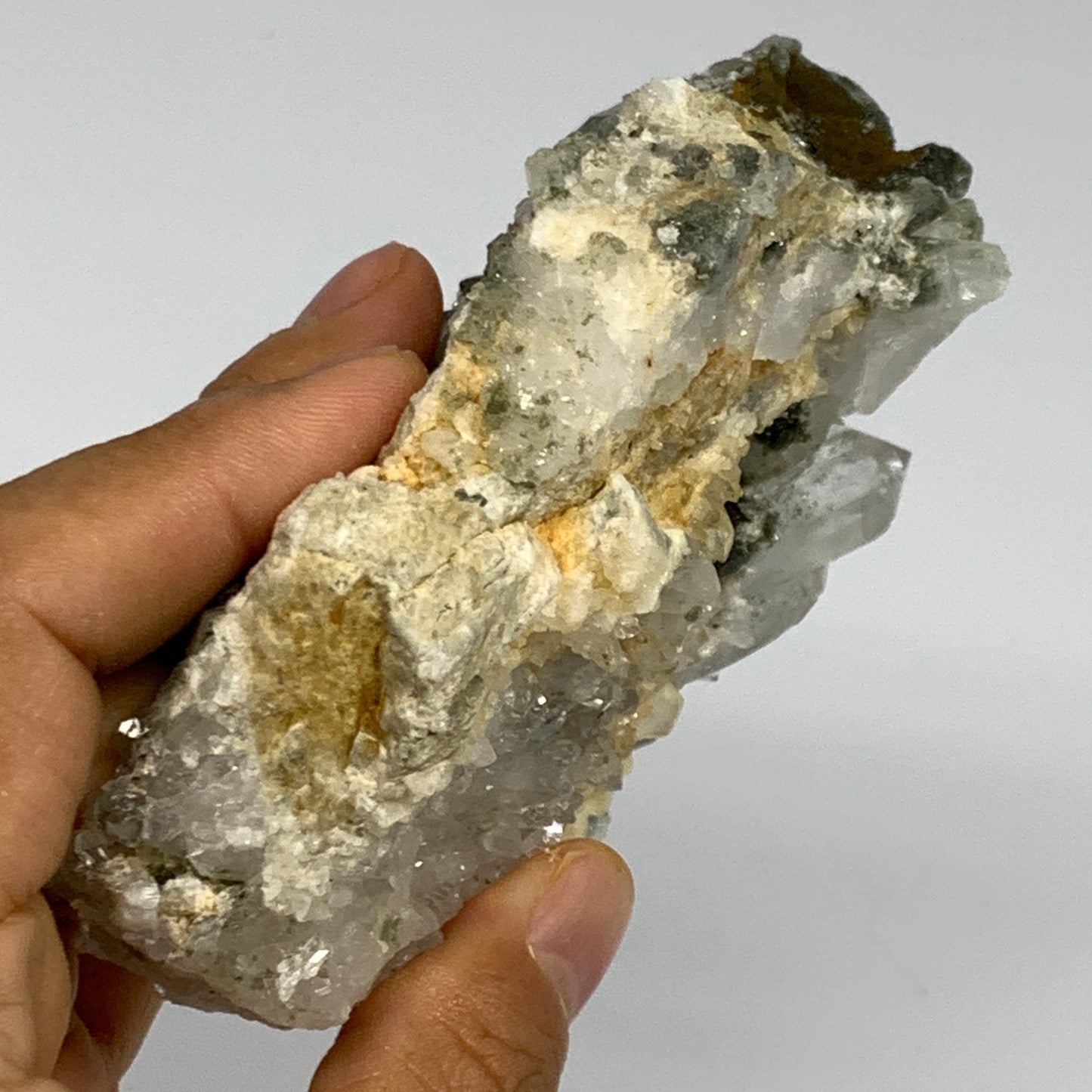 0.76 lbs, 4"x3.3"x0.7", Chlorine Quartz Crystal Mineral,Specimen Terminated,B277