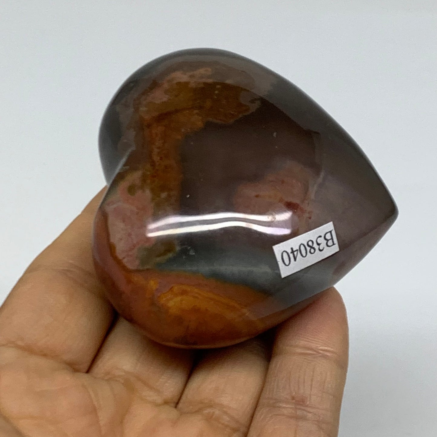 0.36 lbs, 2.3"x2.6"x1.4", Polychrome Jasper Heart Polished Crystal, B38040