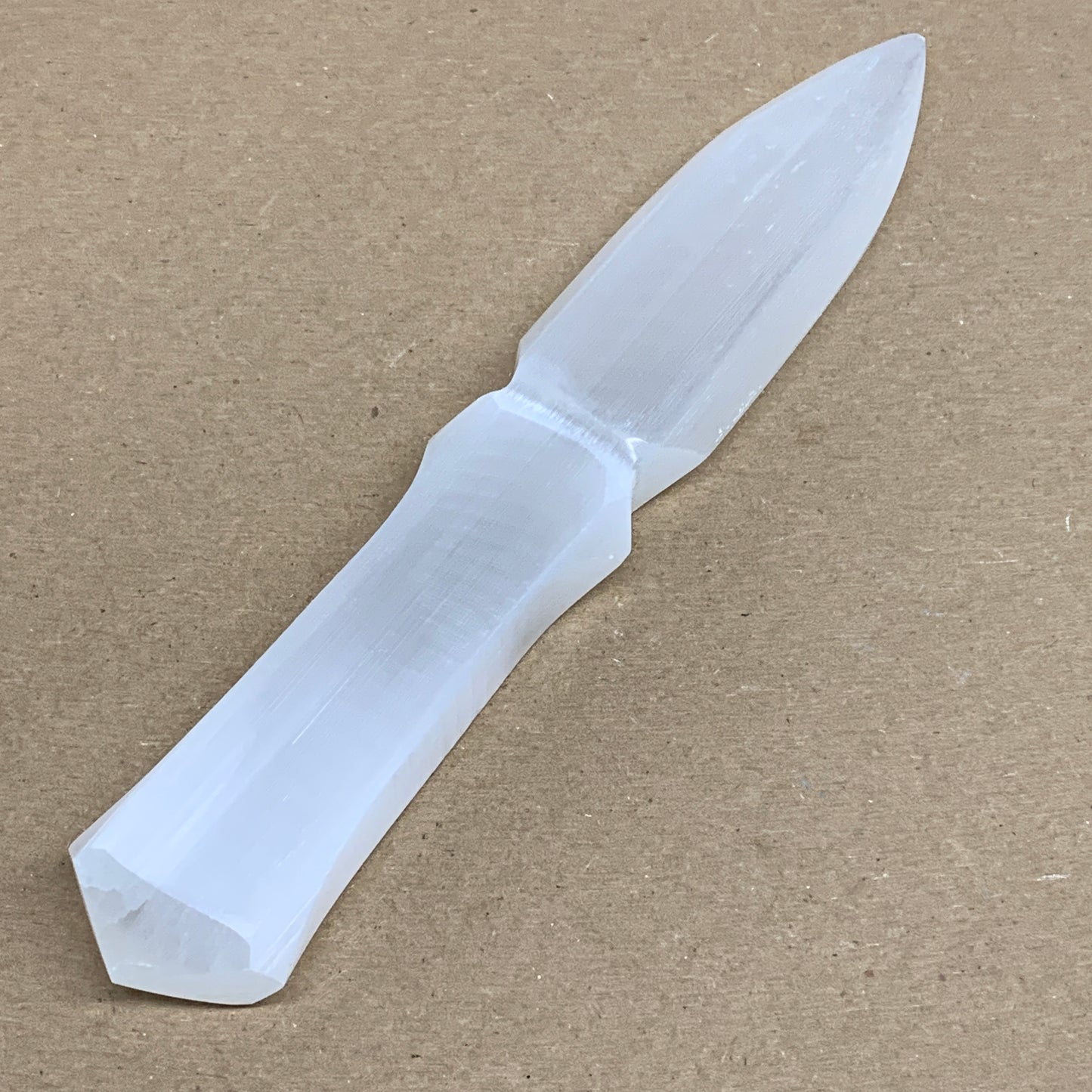 140g, 7.5"x1.3"x0.6", Natural Selenite Crystal Dagger (Satin Spar), B36322