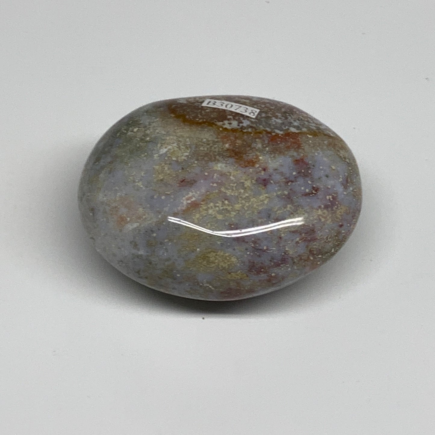 168.1g, 2.6"x2.2"x1.3" Natural Ocean Jasper Palm-Stone Orbicular Jasper, B30738