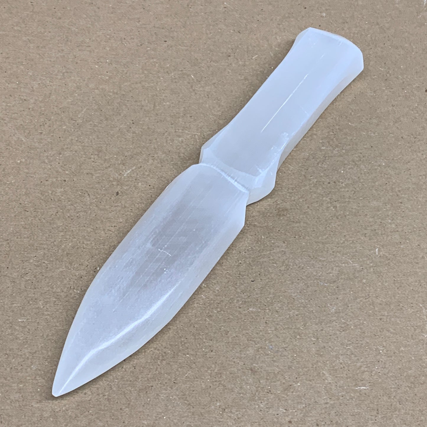 140g, 7.5"x1.3"x0.6", Natural Selenite Crystal Dagger (Satin Spar), B36322