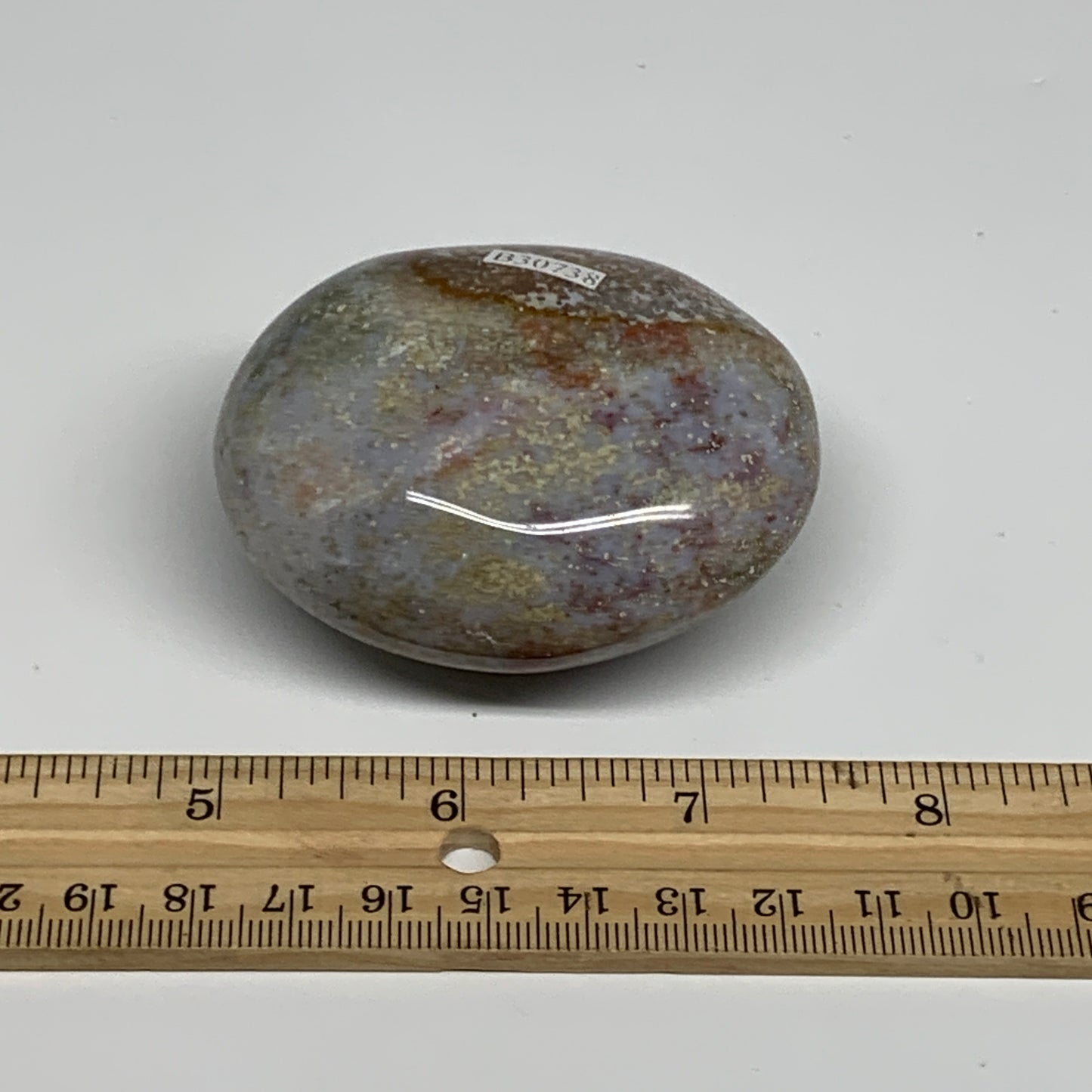 168.1g, 2.6"x2.2"x1.3" Natural Ocean Jasper Palm-Stone Orbicular Jasper, B30738