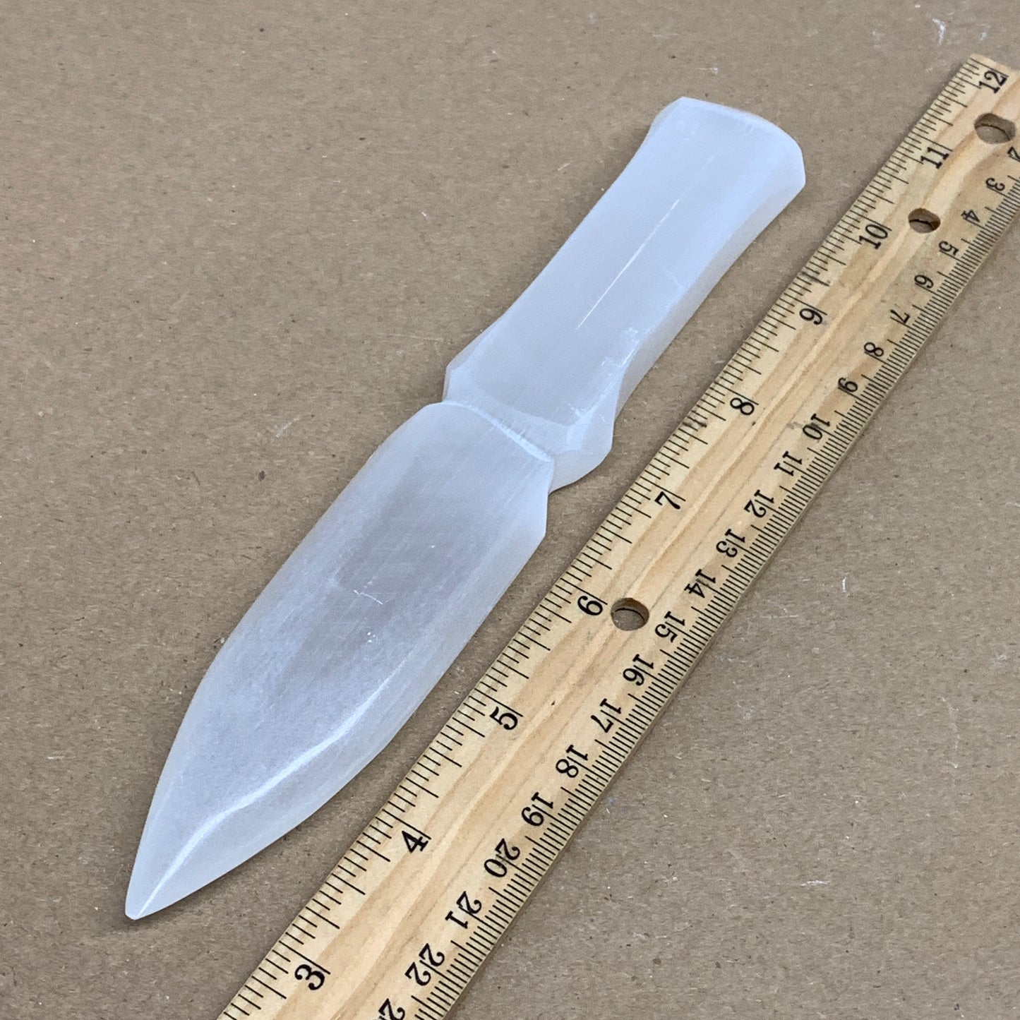 140g, 7.5"x1.3"x0.6", Natural Selenite Crystal Dagger (Satin Spar), B36322