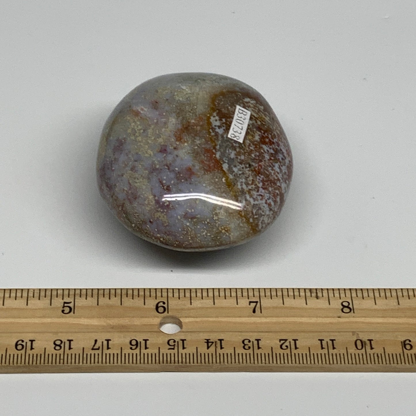 168.1g, 2.6"x2.2"x1.3" Natural Ocean Jasper Palm-Stone Orbicular Jasper, B30738