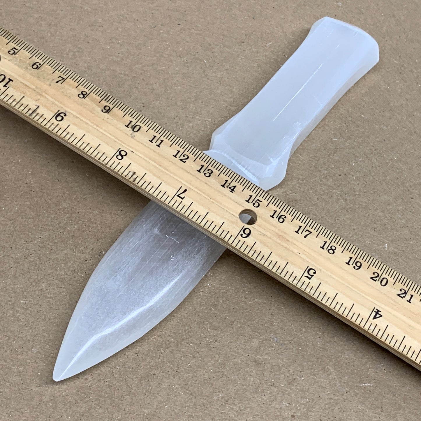 140g, 7.5"x1.3"x0.6", Natural Selenite Crystal Dagger (Satin Spar), B36322