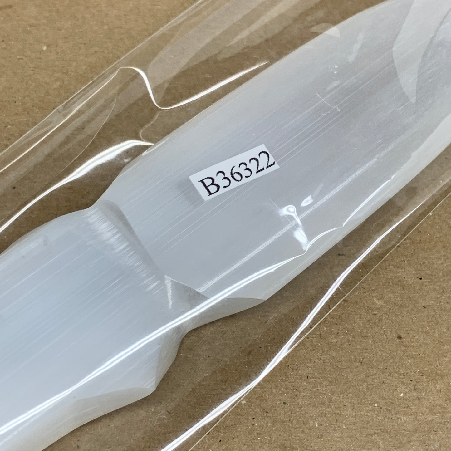 140g, 7.5"x1.3"x0.6", Natural Selenite Crystal Dagger (Satin Spar), B36322