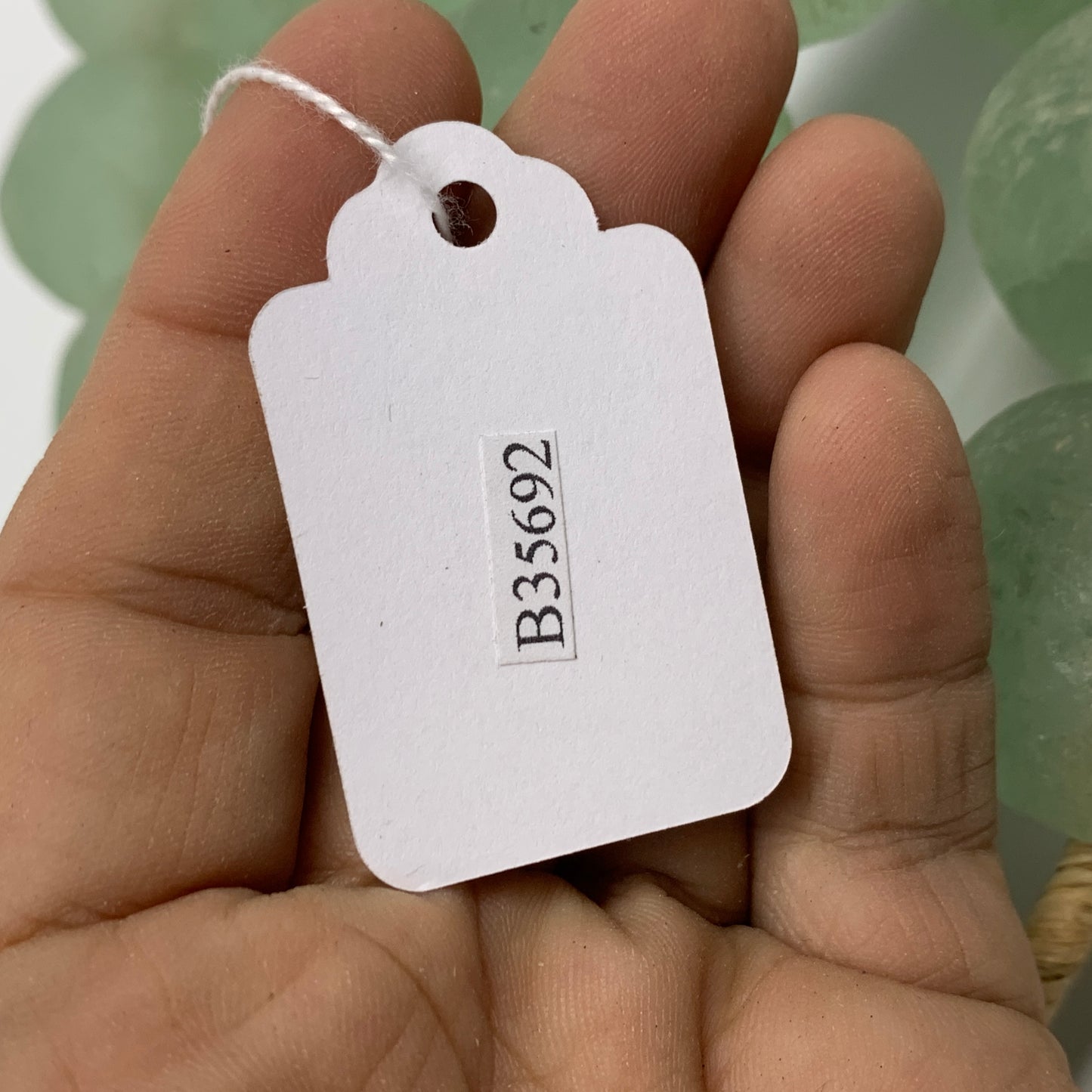 2.29 lbs, 28mm-34mm, 1 Strand, 23 beads, Green/Blue Sea Glass Beads, B35692