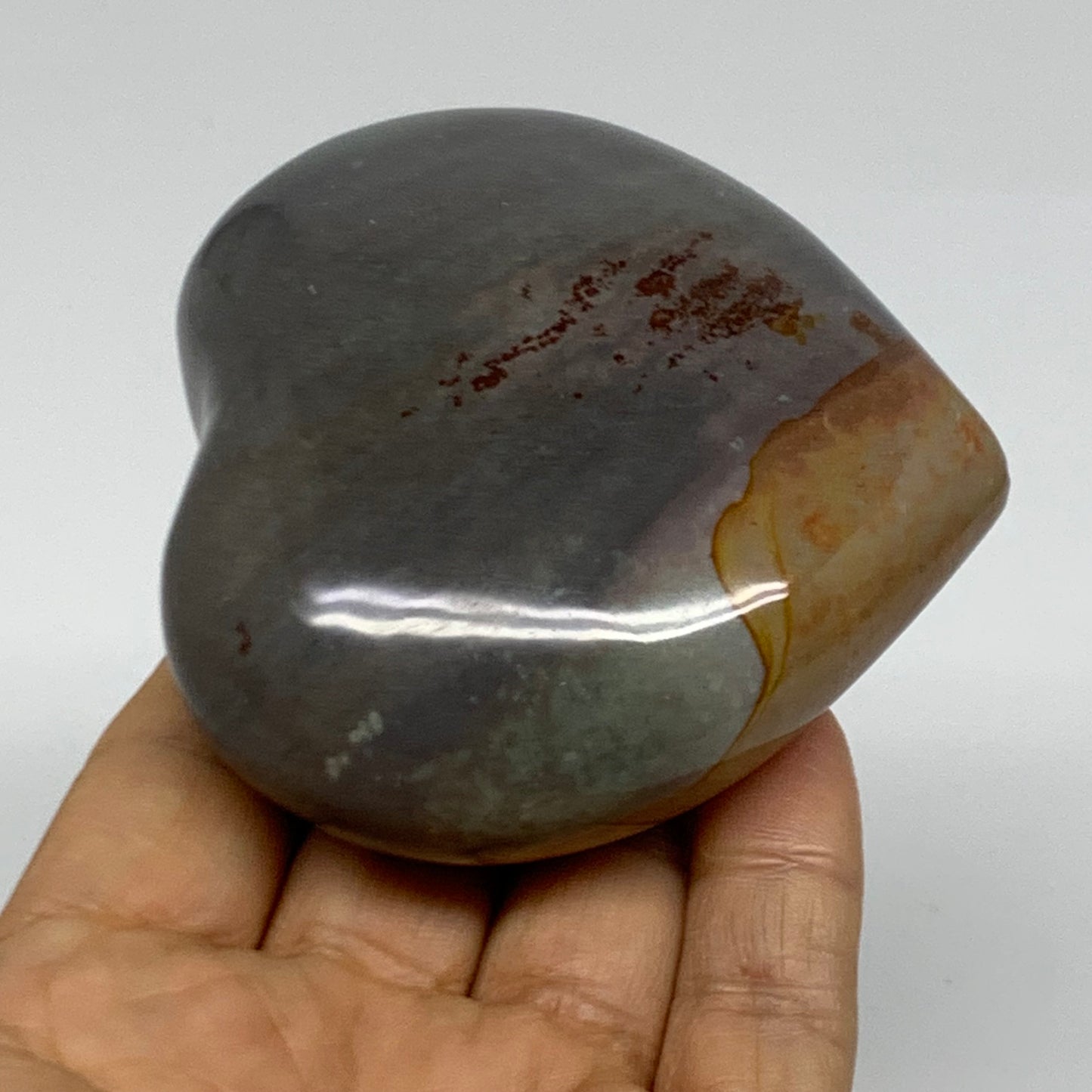 0.54 lbs, 2.9"x3"x1.3", Polychrome Jasper Heart Polished Crystal, B38041