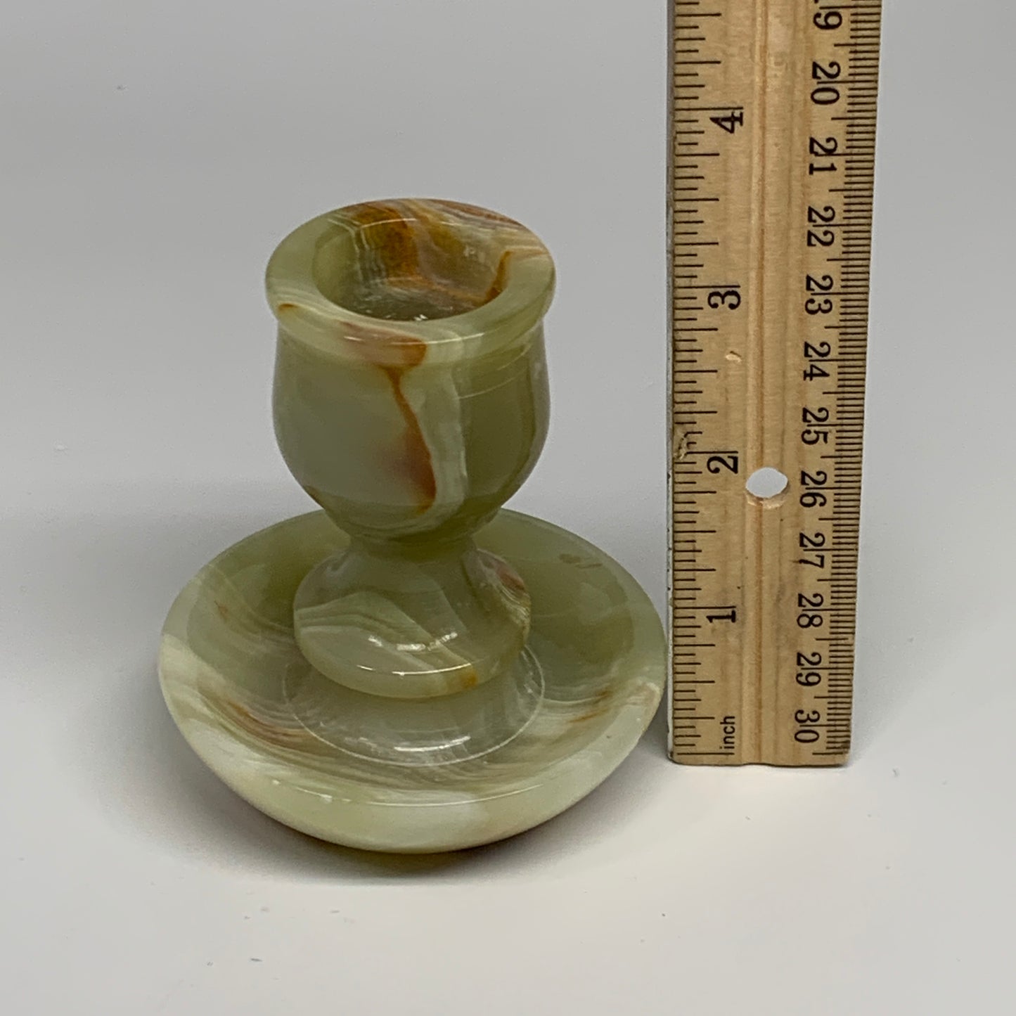 264g, 3.2"x1.5"x2.8", Natural Green Onyx Candle Holder Gemstone Hand Carved, B32