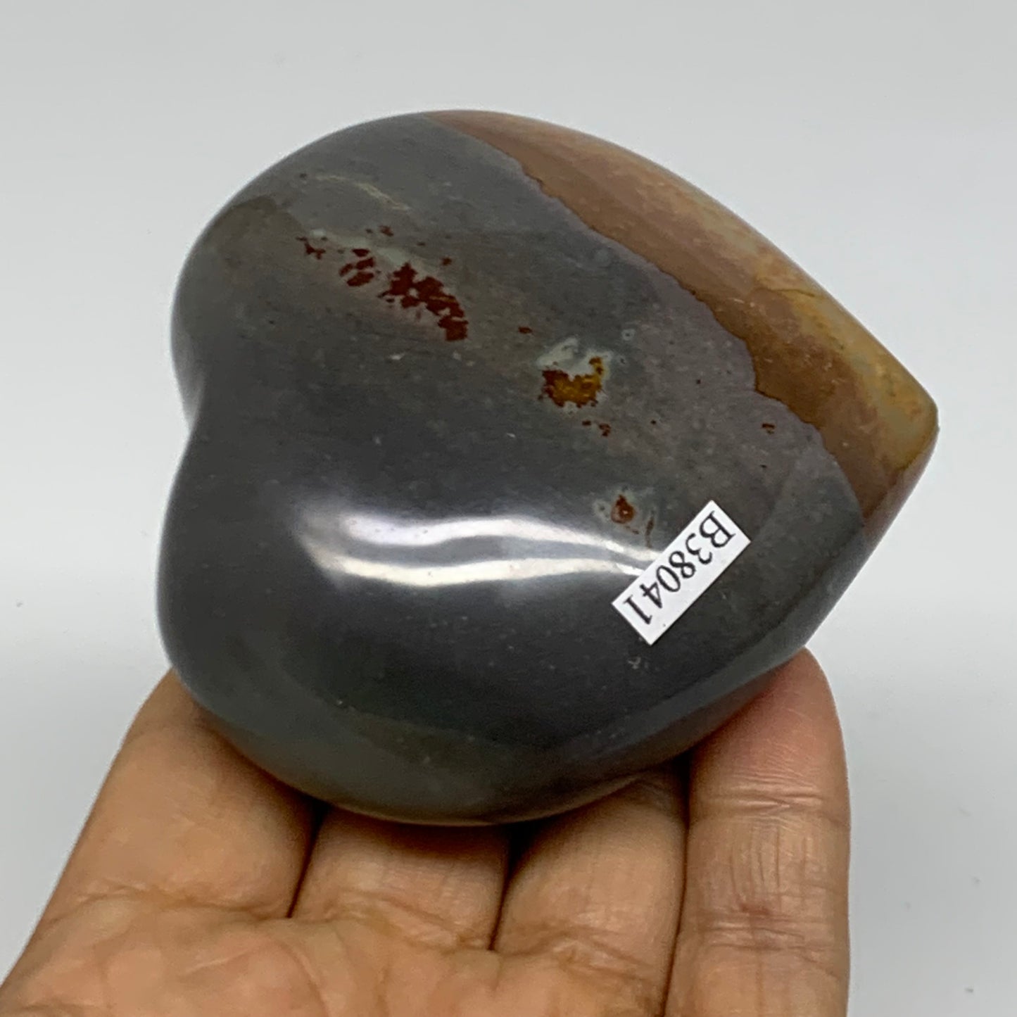 0.54 lbs, 2.9"x3"x1.3", Polychrome Jasper Heart Polished Crystal, B38041