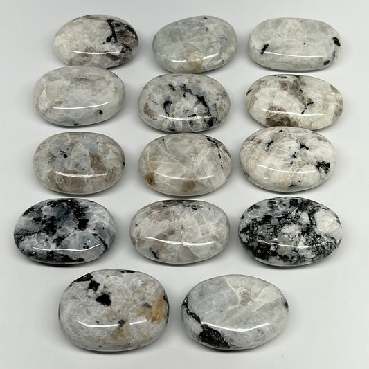 2.2 lb, 2"-2.3", 14 pcs, Rainbow Moonstone Palm-Stone Polished Crystal,B21350