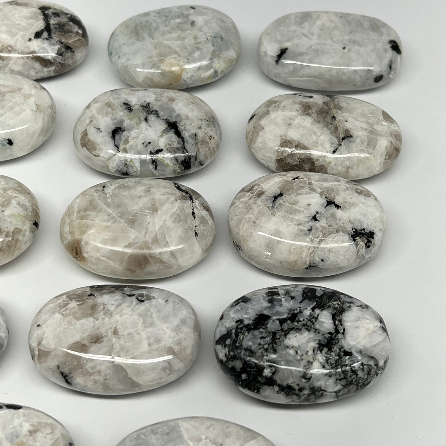 2.2 lb, 2"-2.3", 14 pcs, Rainbow Moonstone Palm-Stone Polished Crystal,B21350