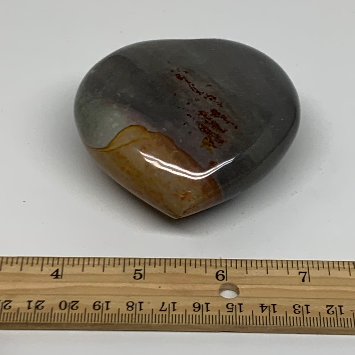 0.54 lbs, 2.9"x3"x1.3", Polychrome Jasper Heart Polished Crystal, B38041