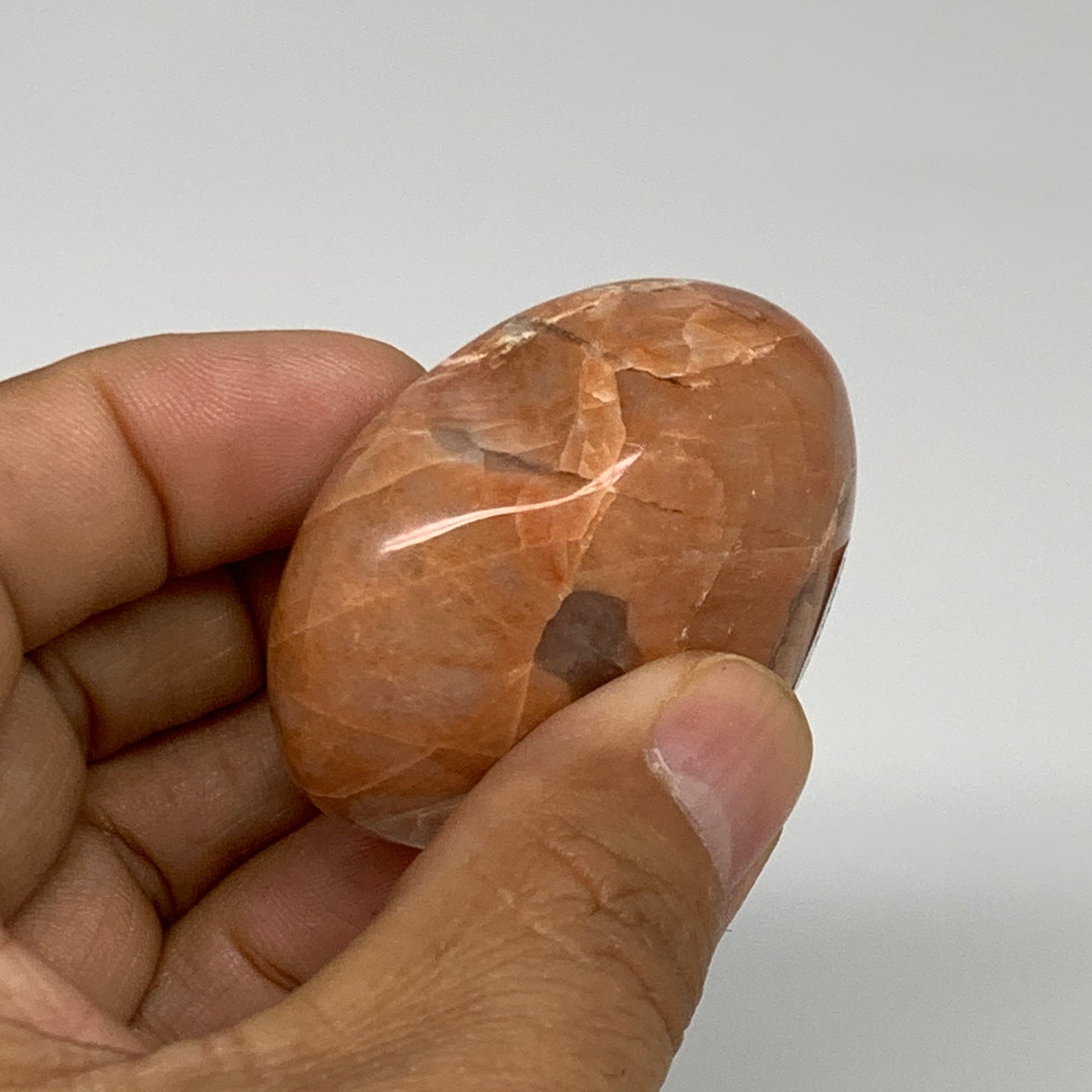 78.7g, 1.9"x2"x1.1", Peach Moonstone Heart Crystal Polished, B34989