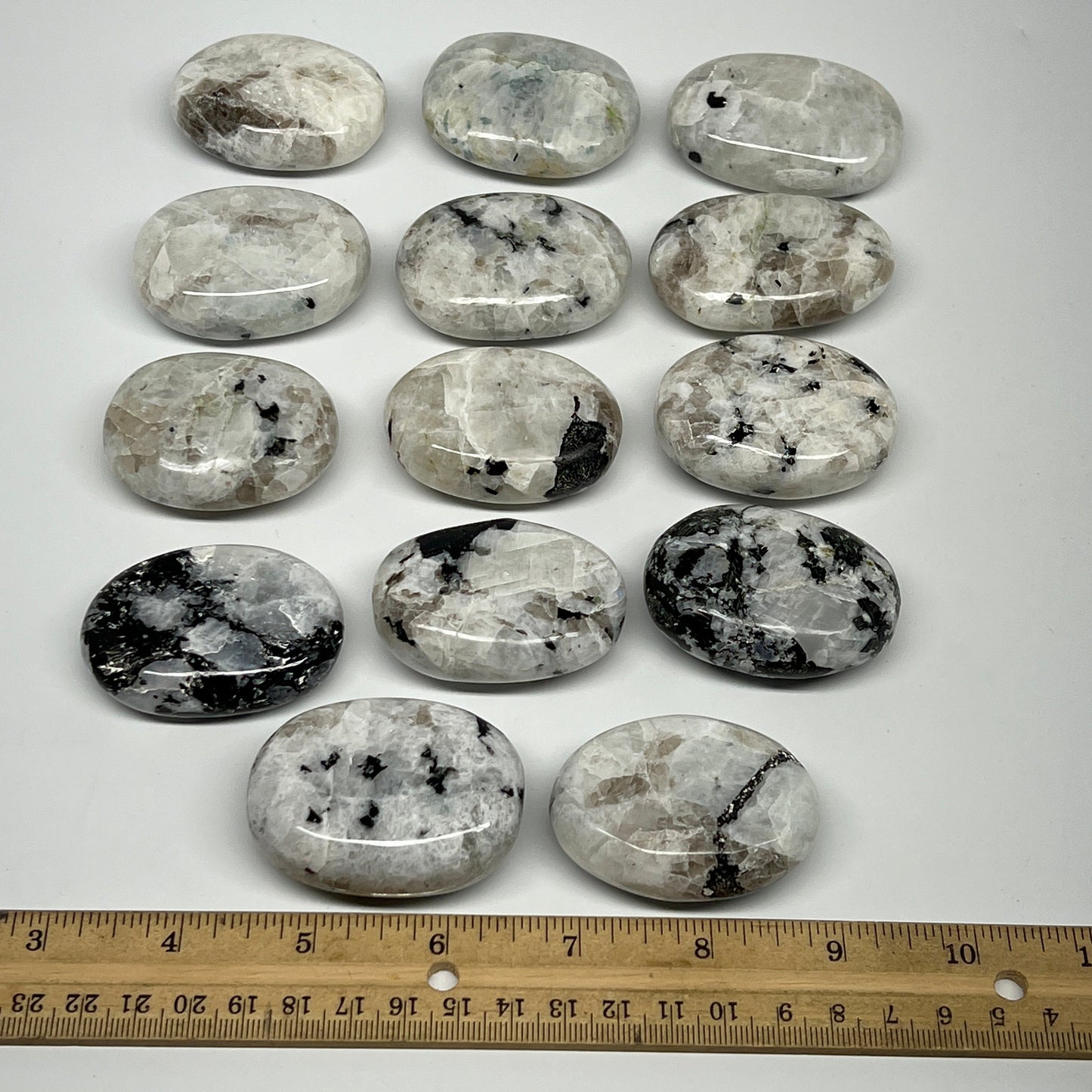 2.2 lb, 2"-2.3", 14 pcs, Rainbow Moonstone Palm-Stone Polished Crystal,B21350