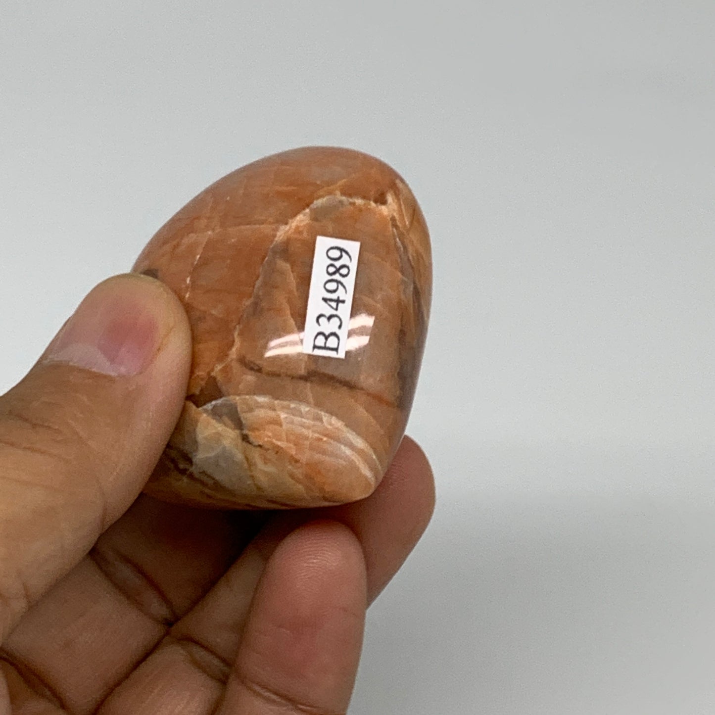 78.7g, 1.9"x2"x1.1", Peach Moonstone Heart Crystal Polished, B34989