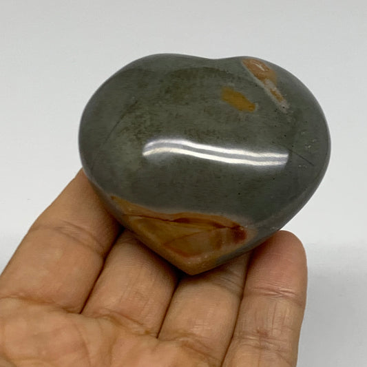 0.26 lbs, 2.2"x2.4"x1.1", Polychrome Jasper Heart Polished Crystal, B38042