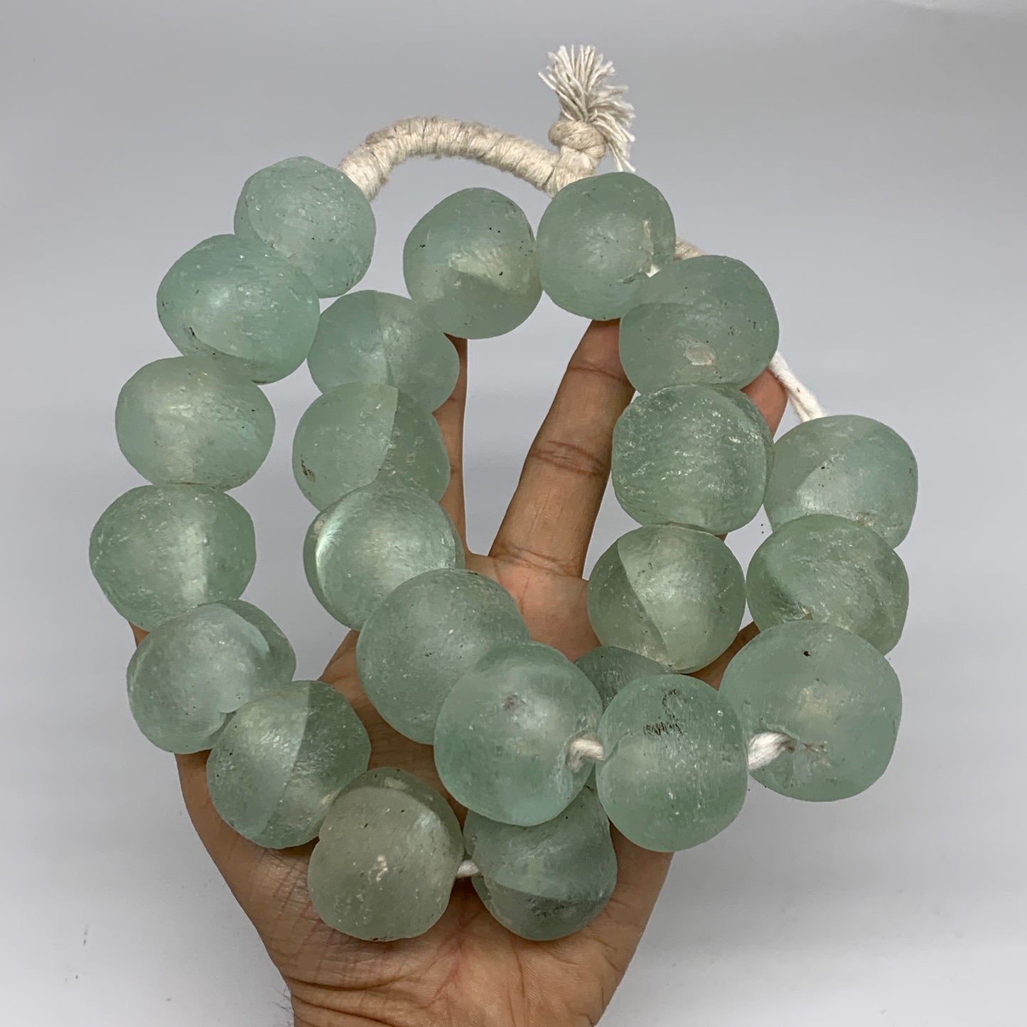 2.1 lbs, 25mm-30mm, 1 Strand, 23 beads, Blue Sea Glass Beads, B35694