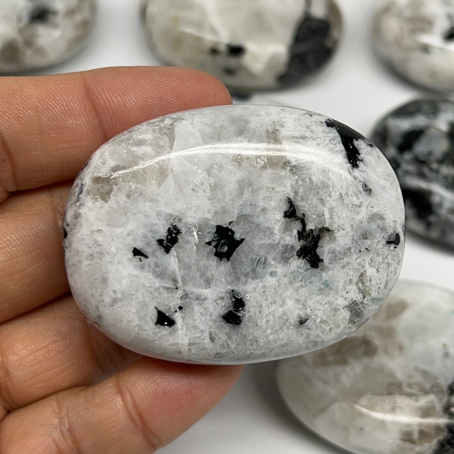 2.2 lb, 2"-2.3", 14 pcs, Rainbow Moonstone Palm-Stone Polished Crystal,B21350