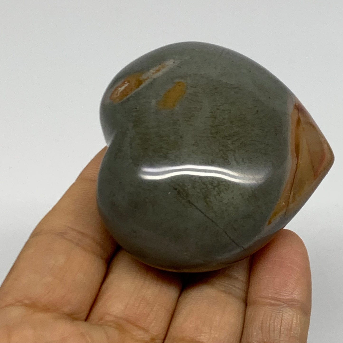 0.26 lbs, 2.2"x2.4"x1.1", Polychrome Jasper Heart Polished Crystal, B38042